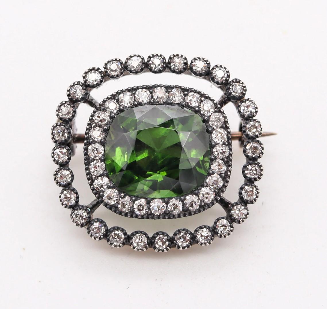 Women's Victorian Convertible Pendant Brooch in 18Kt Certified 9.12 Ctw Zircon Diamonds
