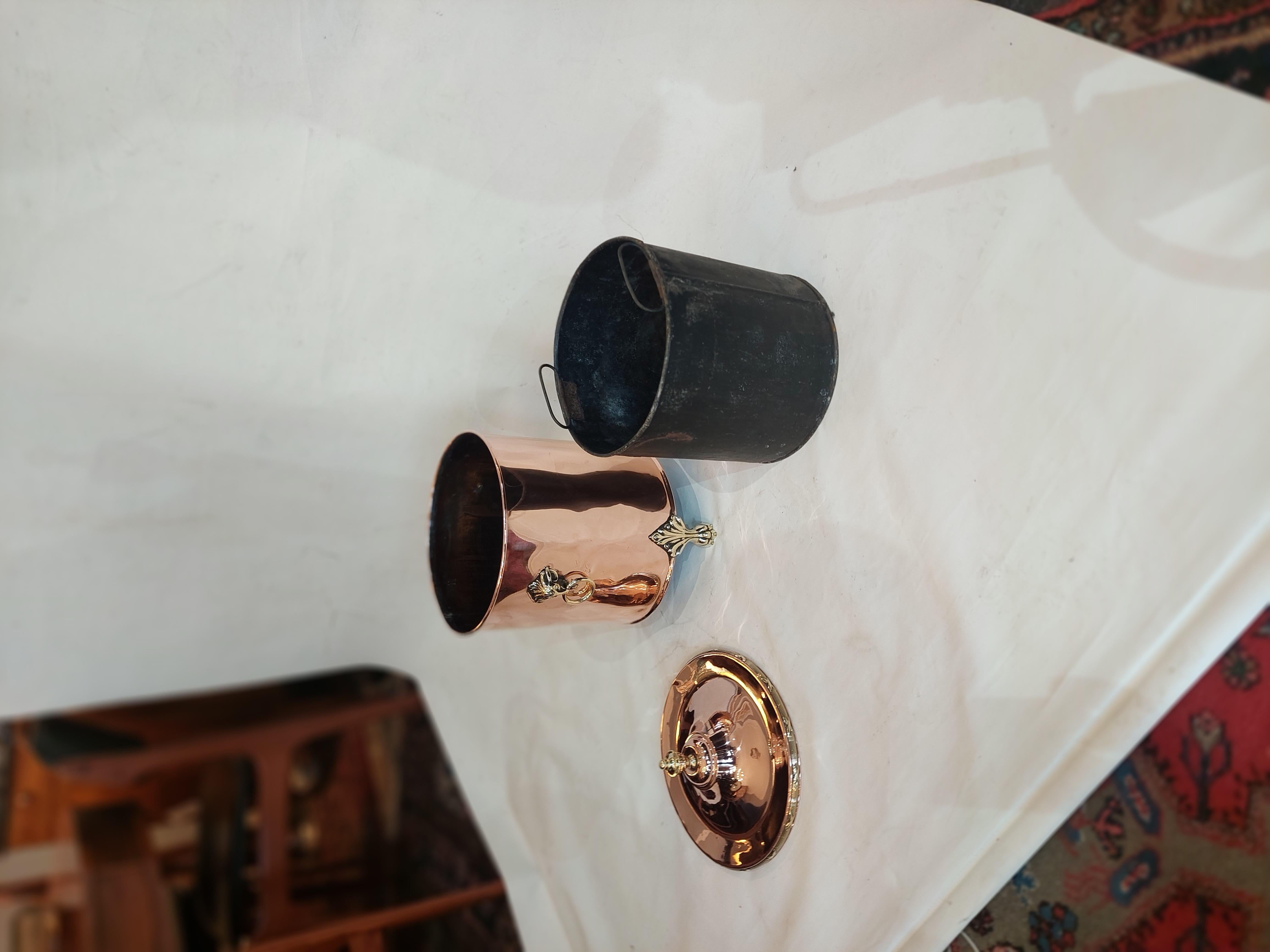 Secchio da carbone vittoriano in rame e ottone in vendita 1