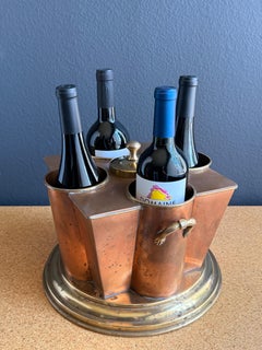 Raffreddatore per vino vittoriano in rame e ottone, modello a quattro bottiglie, anni '70