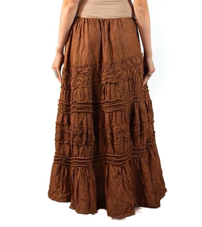 Victorian Copper Brown Silk Crepe Skirt In Excellent Condition For Sale In New York, NY