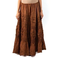 Victorian Copper Brown Silk Crepe Skirt