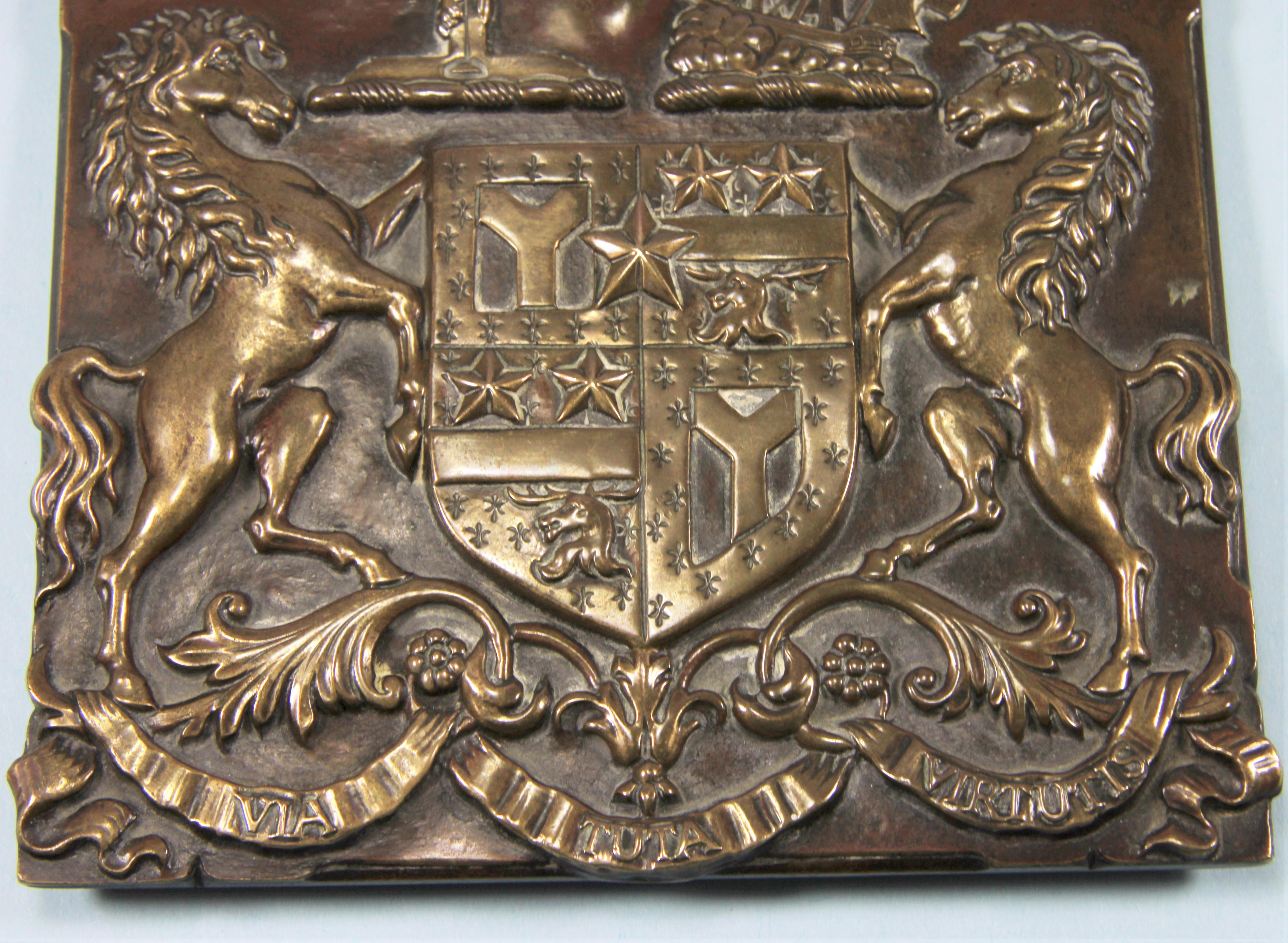 English Victorian Copper Coach Plate, Smith Cuninghame Family For Sale