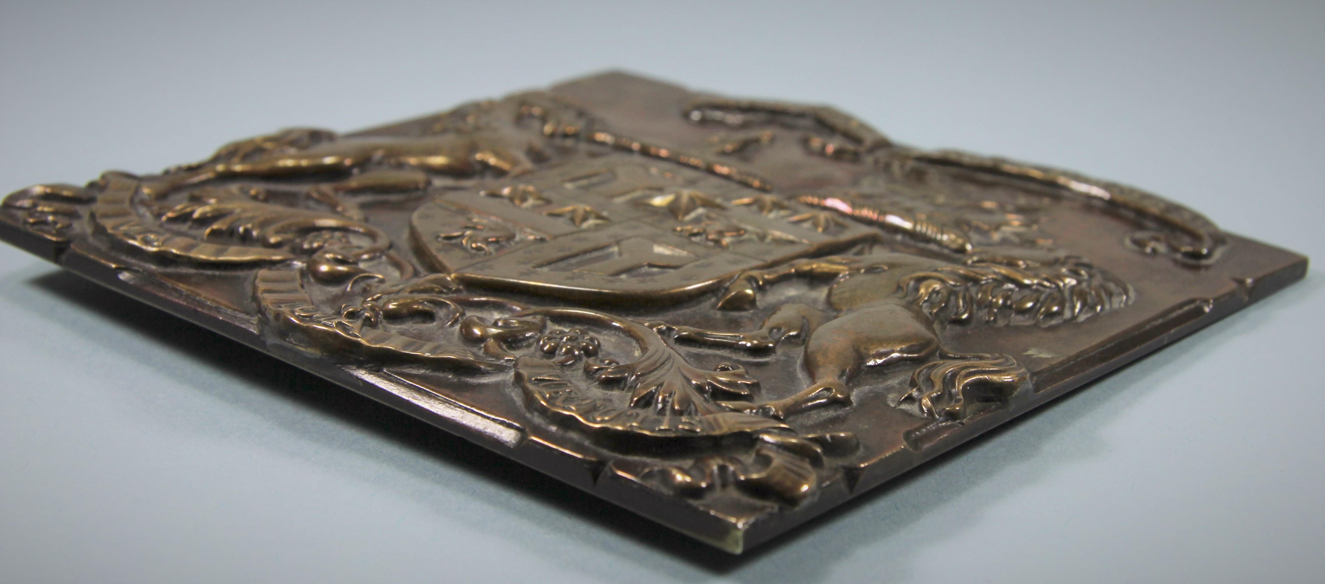 Victorian Copper Coach Plate, Smith Cuninghame Family In Good Condition For Sale In London, GB