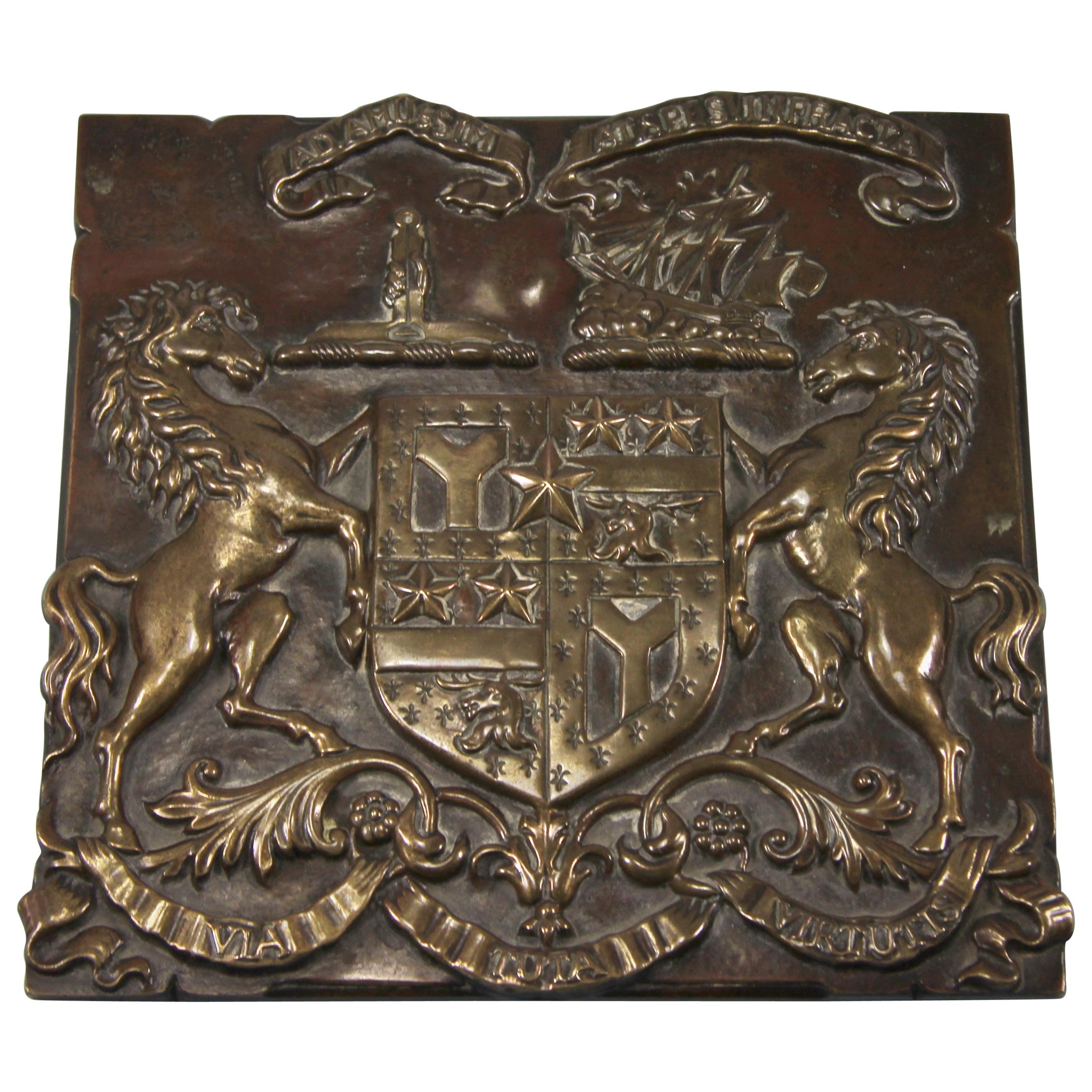 Victorian Copper Coach Plate, Smith Cuninghame Family For Sale