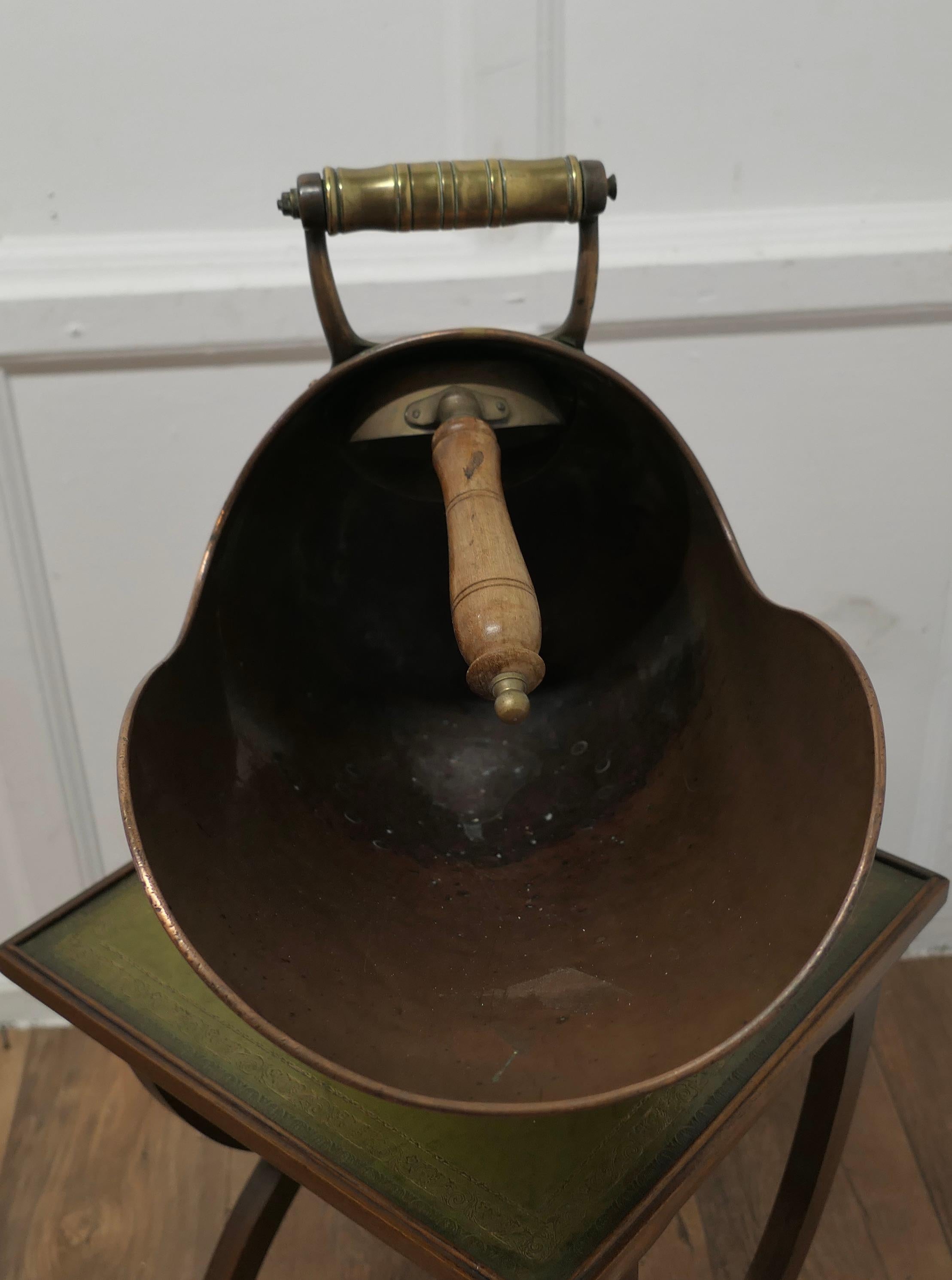 Late 19th Century Victorian Copper Helmet Coal Scuttle     For Sale