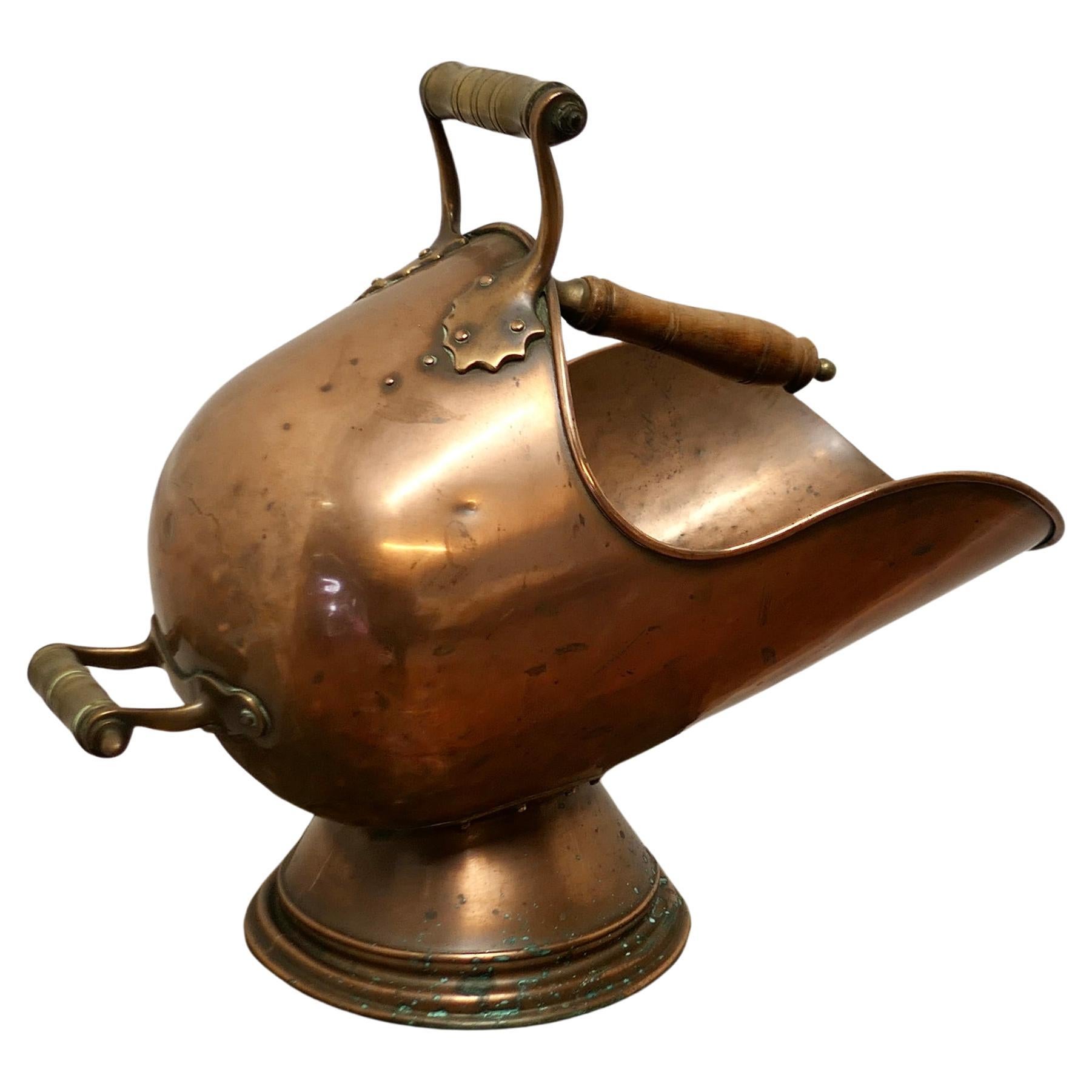 Victorian Copper Helmet Coal Scuttle     For Sale
