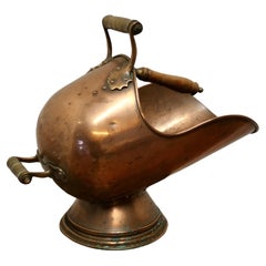 Antique Victorian Copper Helmet Coal Scuttle    