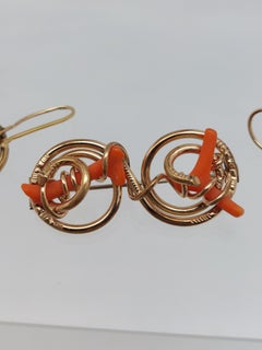 Victorian Coral 14KT Earrings & Pin Set