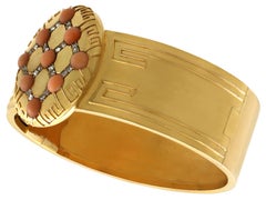 Viktorianischer Armreif aus 18 Karat Gelbgold mit Koralle und Diamanten