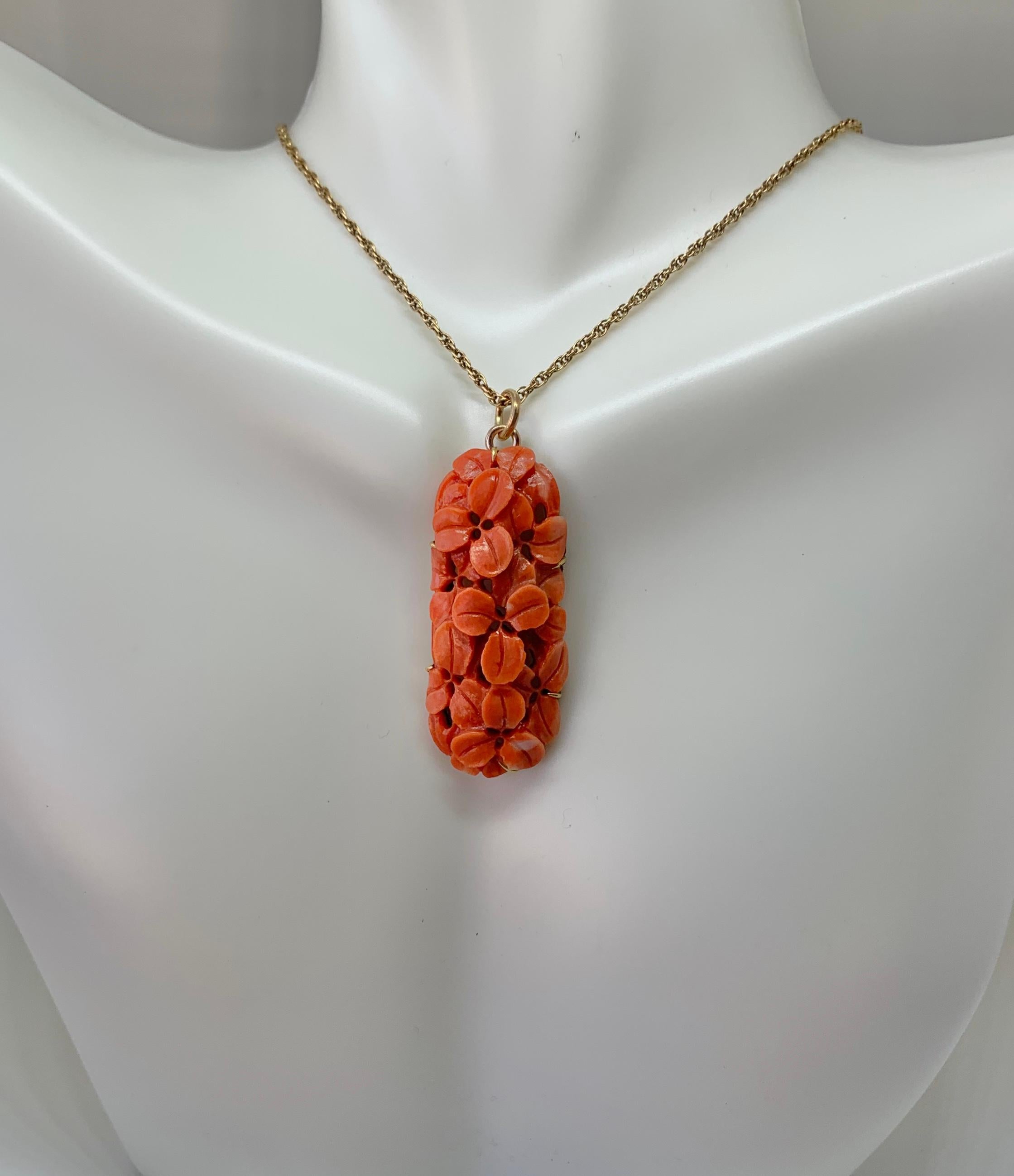 carved coral pendant