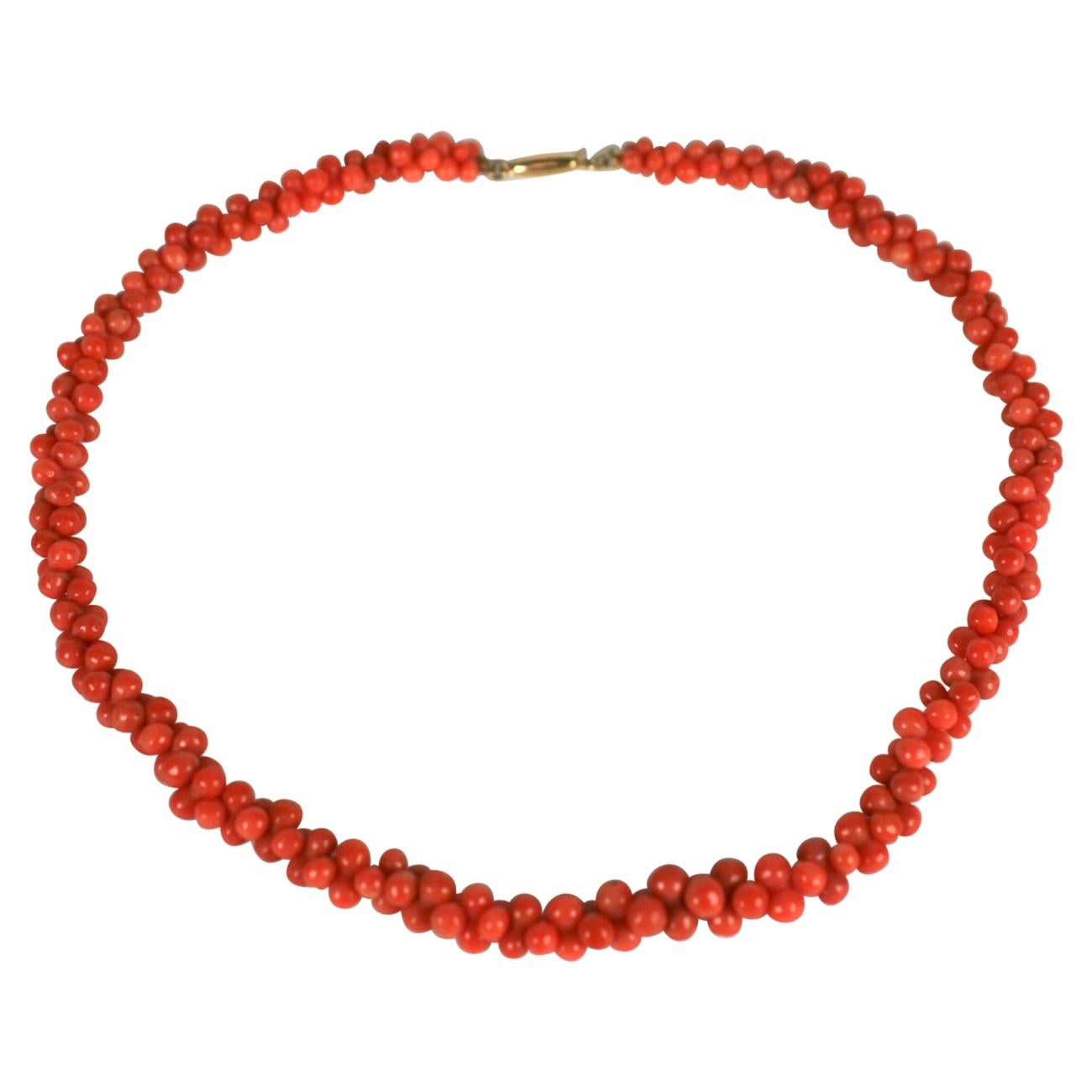 Victorian Coral Graduated Toggle Necklace For Sale