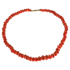 Used Victorian Coral Graduated Toggle Necklace