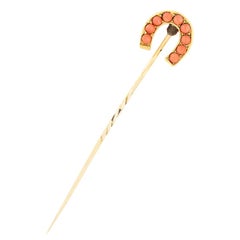 Victorian Coral Horseshoe Brooch, c.1880s