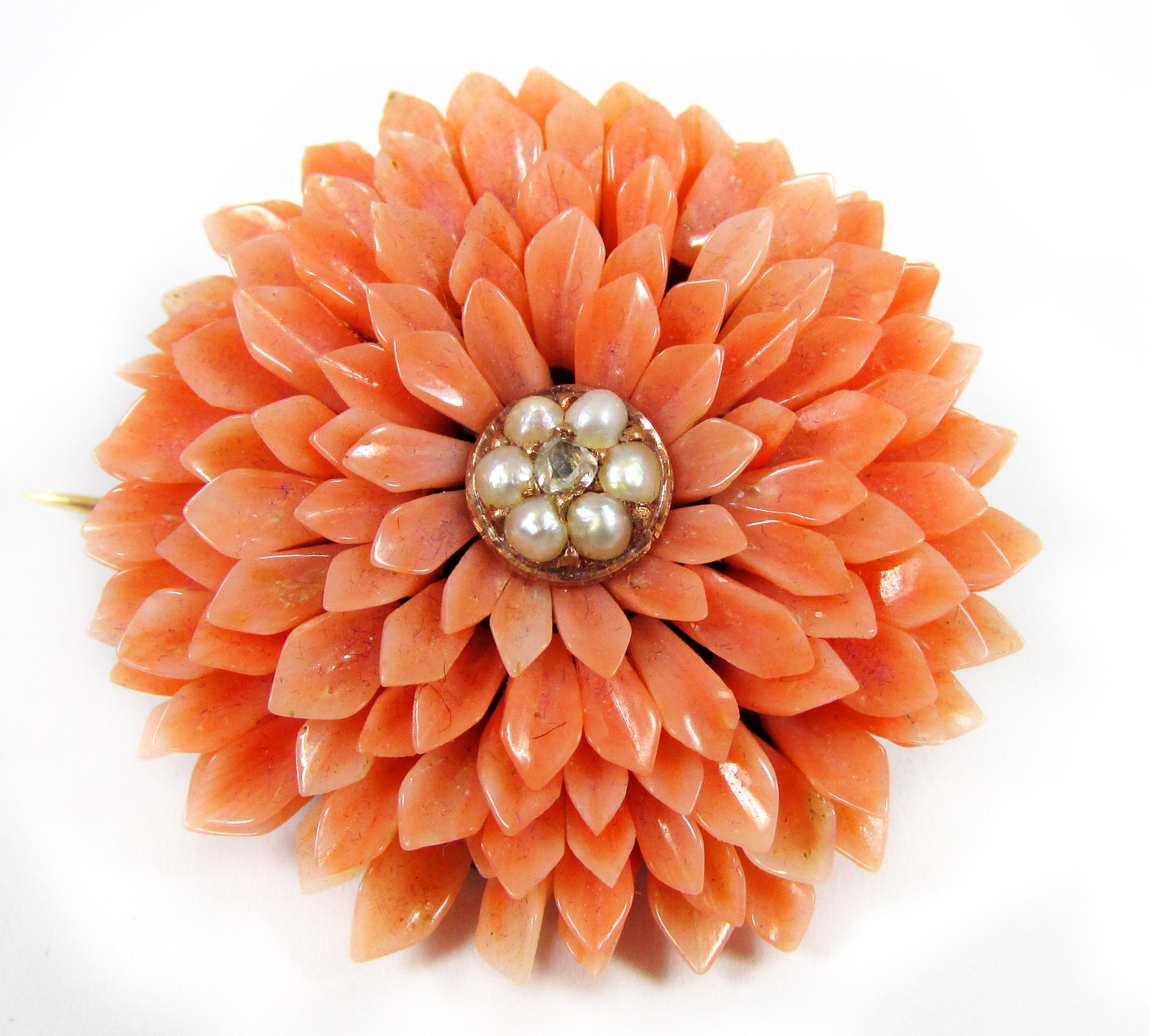 Victorian Coral Pearl Gold Demi-Parure In Good Condition In New York, NY