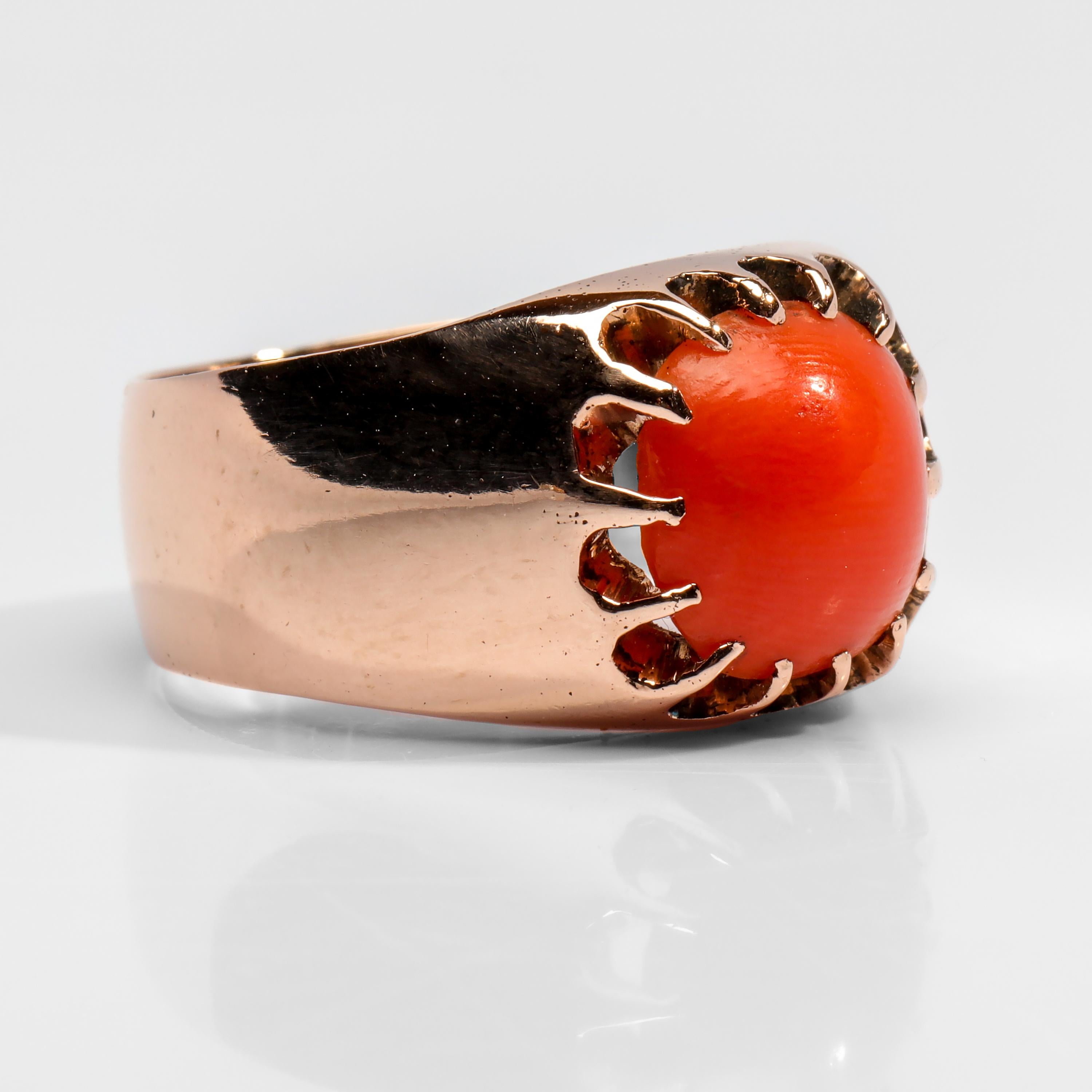 Women's or Men's Victorian Coral Ring Originally for a Man For Sale