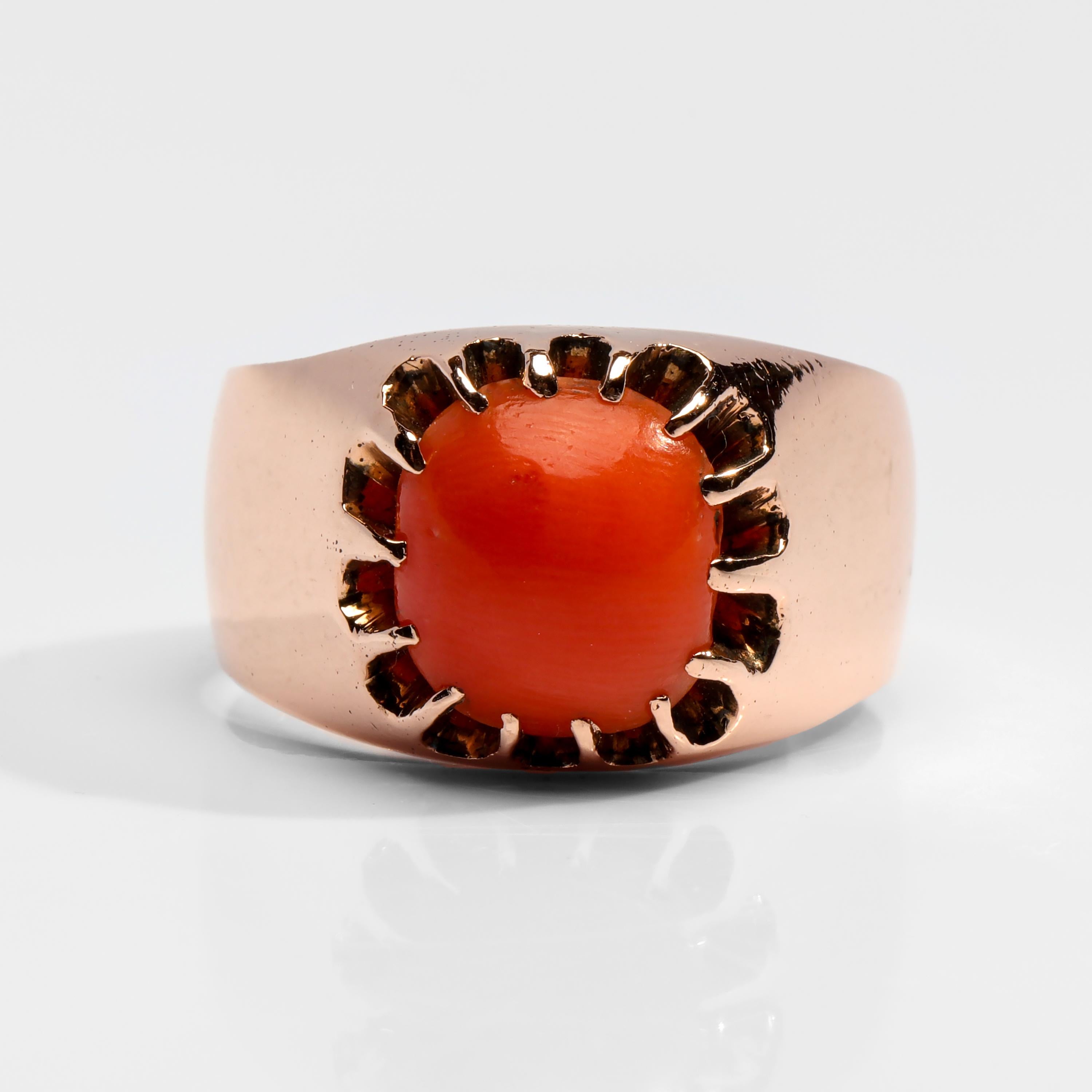 Victorian Coral Ring Originally for a Man For Sale 1