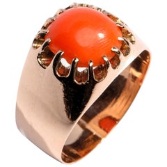 Antique Victorian Coral Ring Originally for a Man