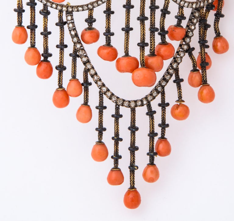 Victorian Coral Stomacher Brooch with Fitted Box For Sale at 1stDibs