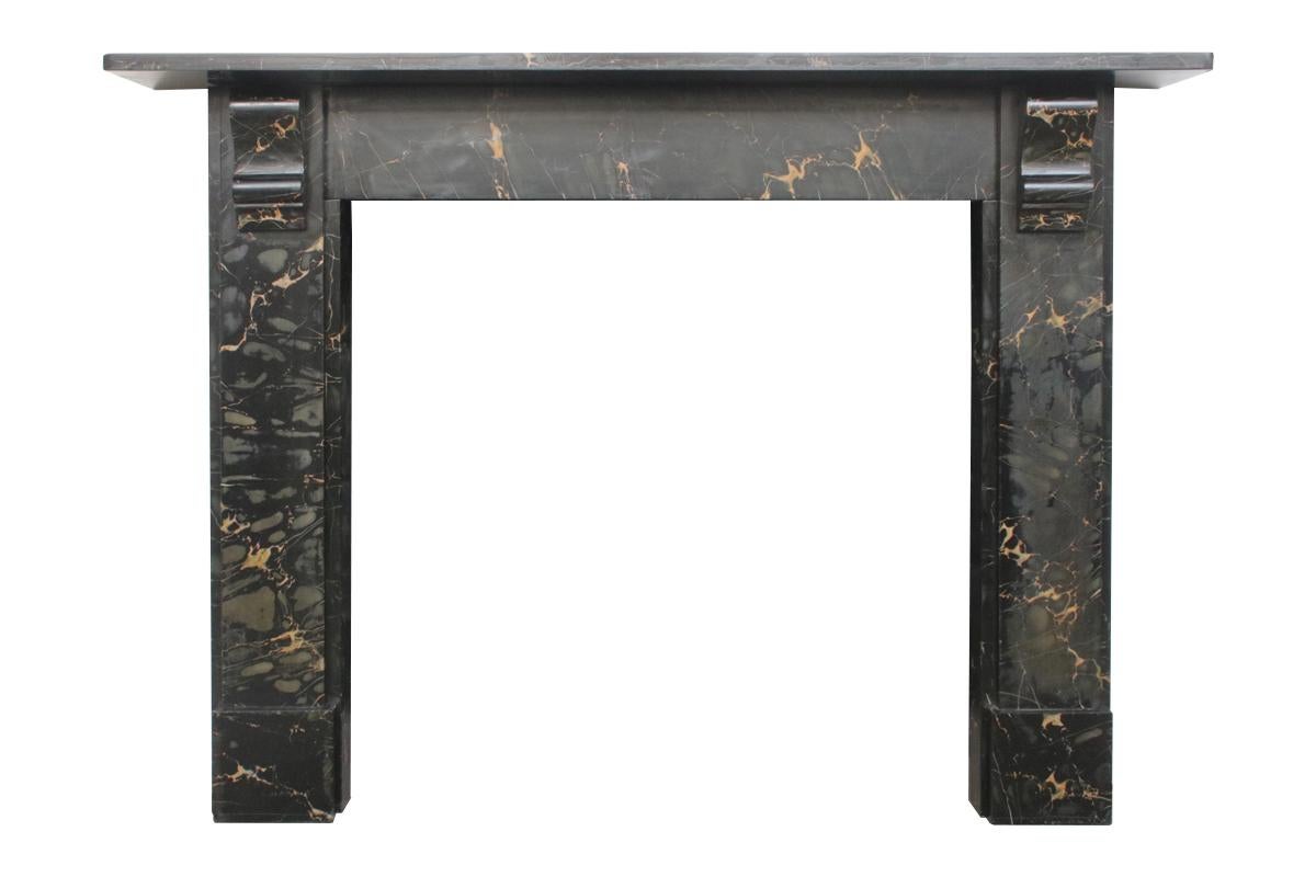 English Victorian Corbeled Slate Surround in Original Marble Paint Finish