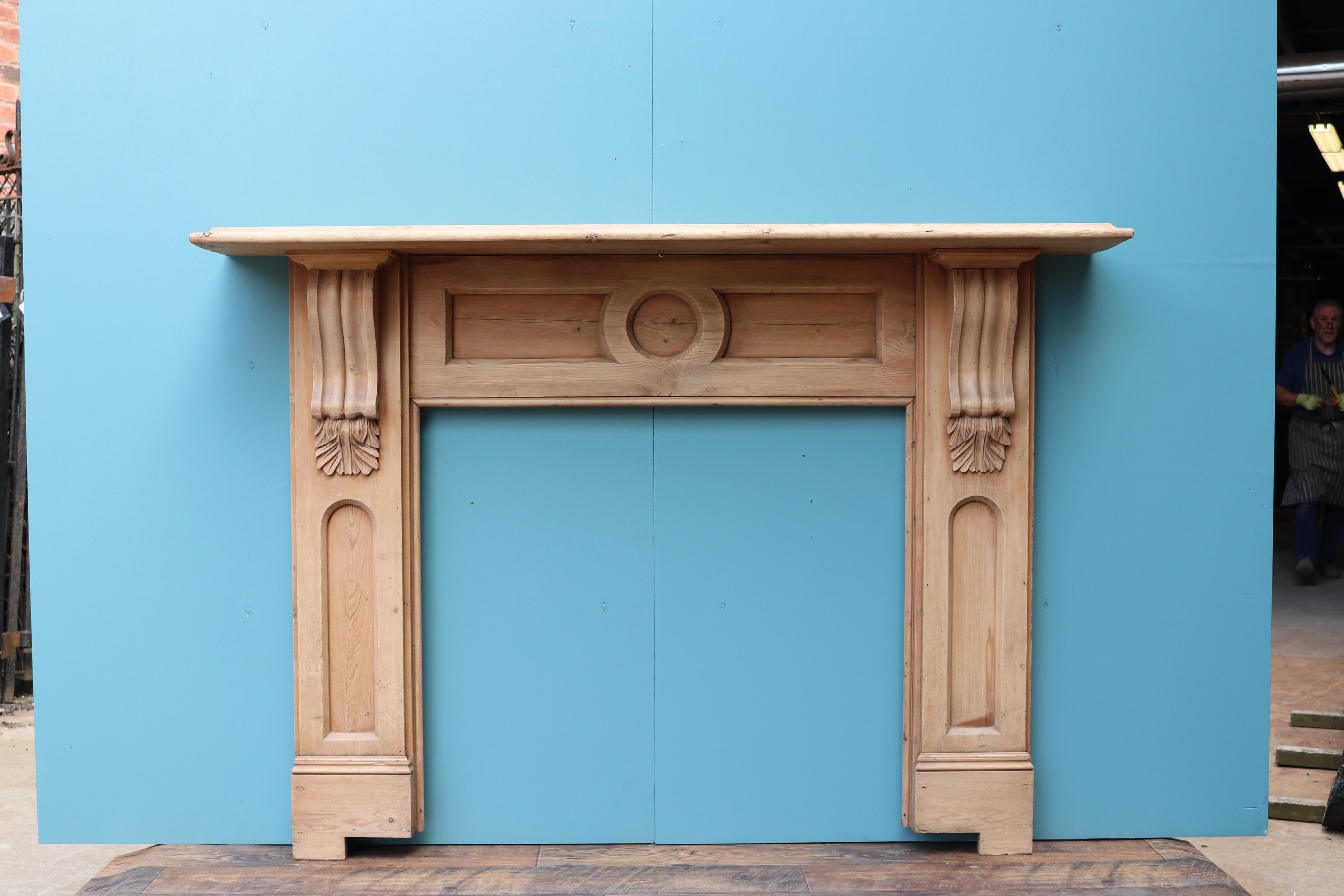 19th Century Victorian Corbelled Pine Fire Mantel For Sale