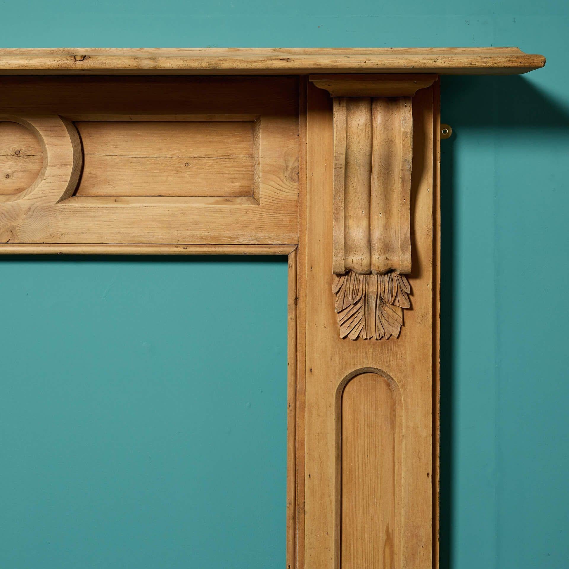 Victorian Corbelled Pine Fire Mantel In Fair Condition In Wormelow, Herefordshire