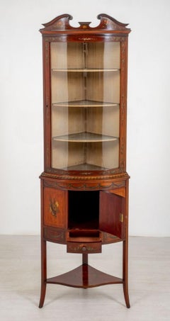 Victorian Corner Cabinet Painted Satinwood Antique, 1880
