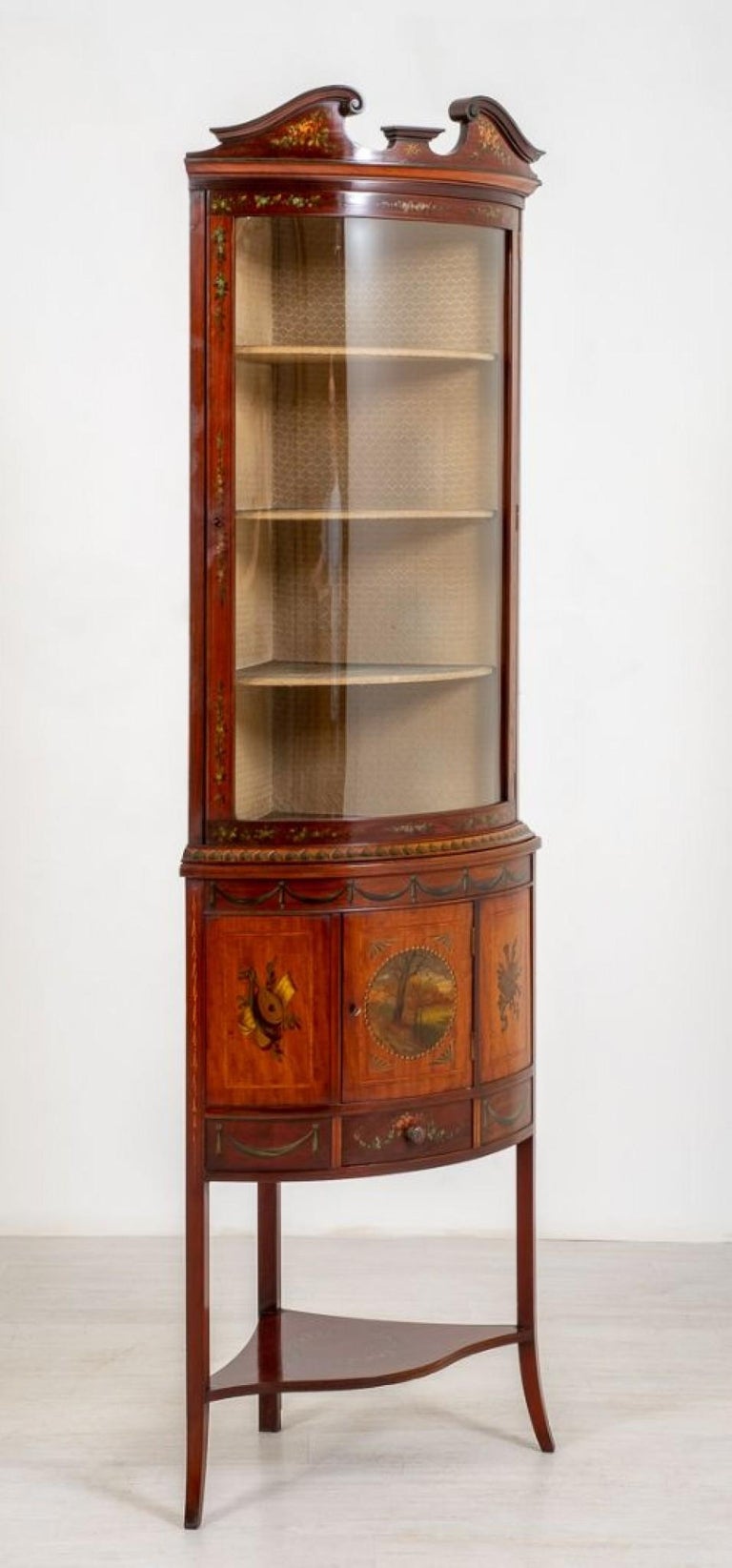 Victorian Corner Painted Satinwood Antique, 1880 For Sale at