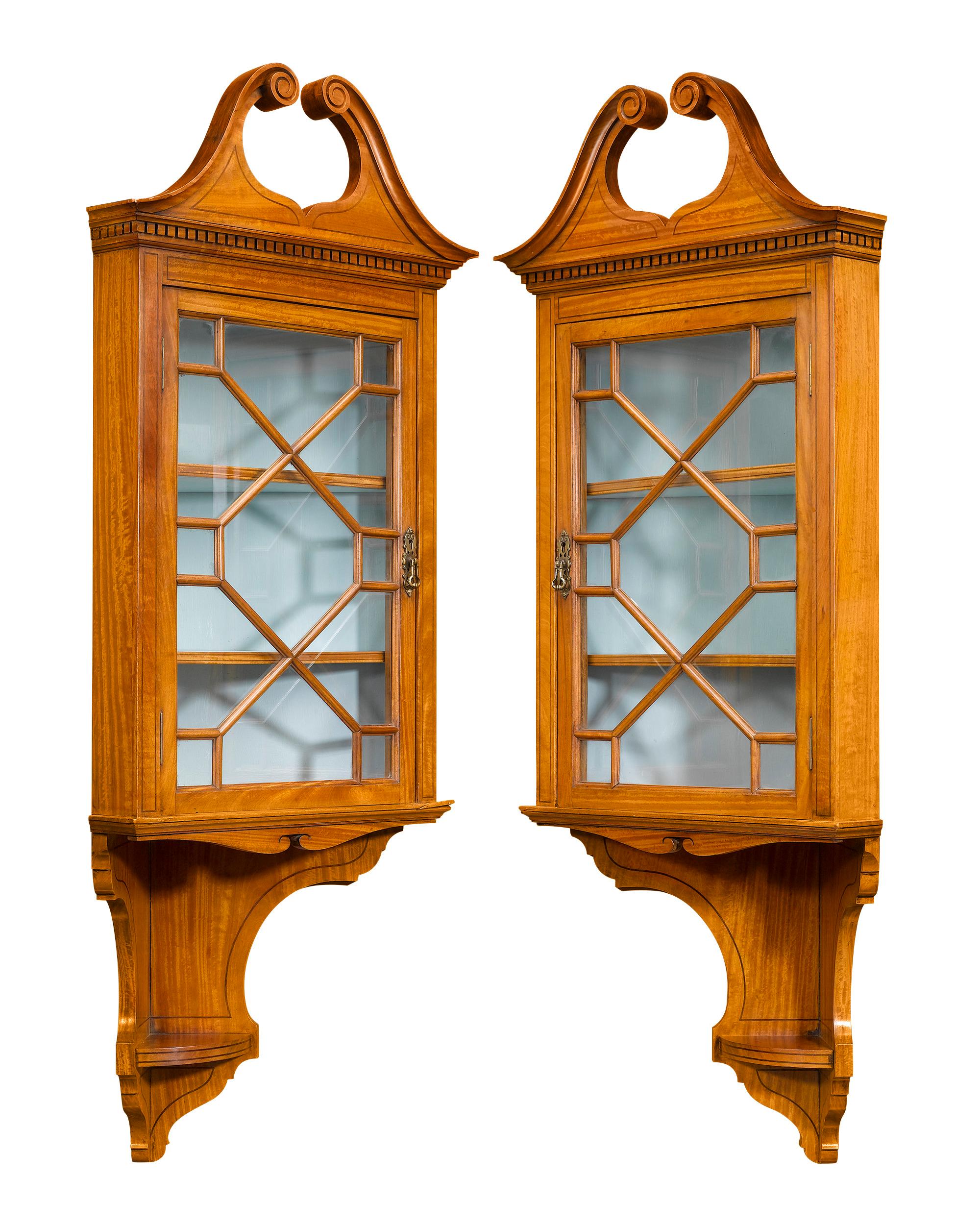 Chippendale Victorian Corner Cabinets, 19th Century