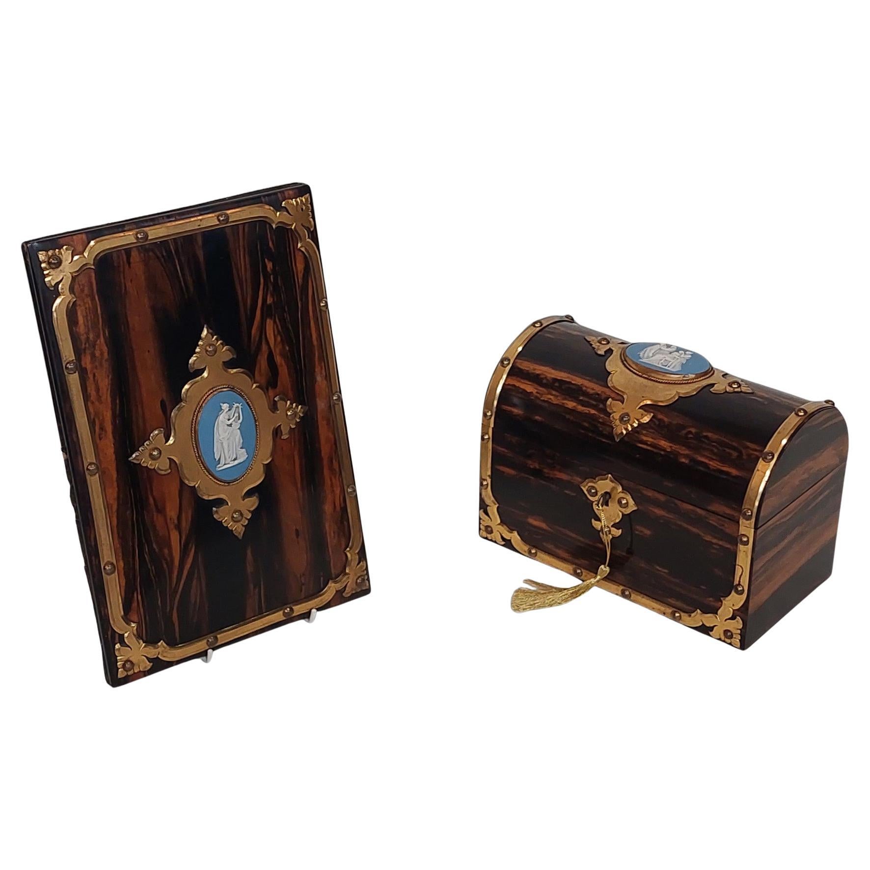 Victorian Coromandel Desk Set Letter Box For Sale