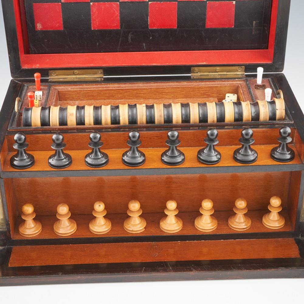 Late 19th Century Victorian Coromandel Games Compendium c1880 For Sale