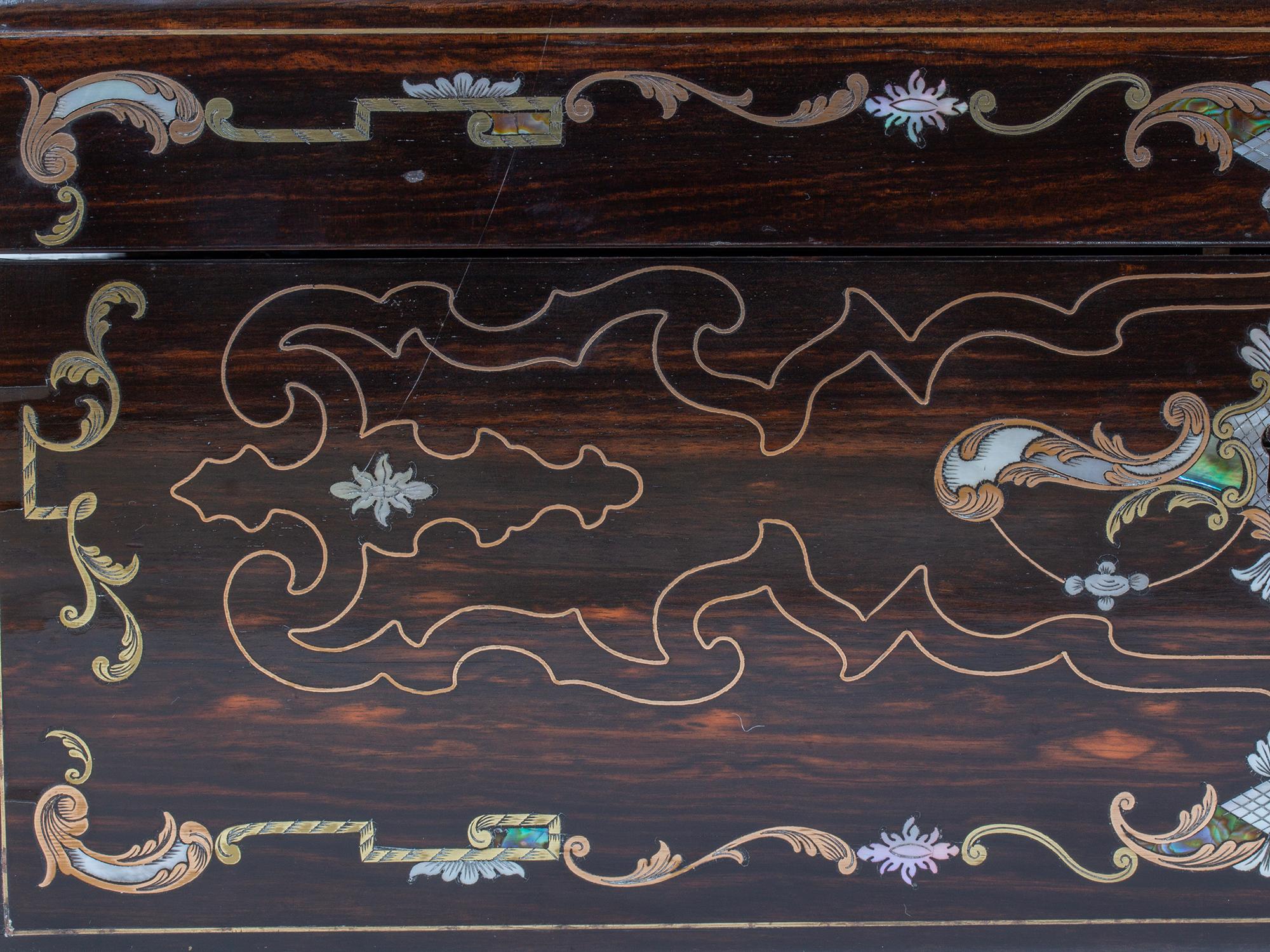 Viktorianische Coromandel Intarsien-Schreibbox von Hausburg mit Geheimfach im Angebot 2