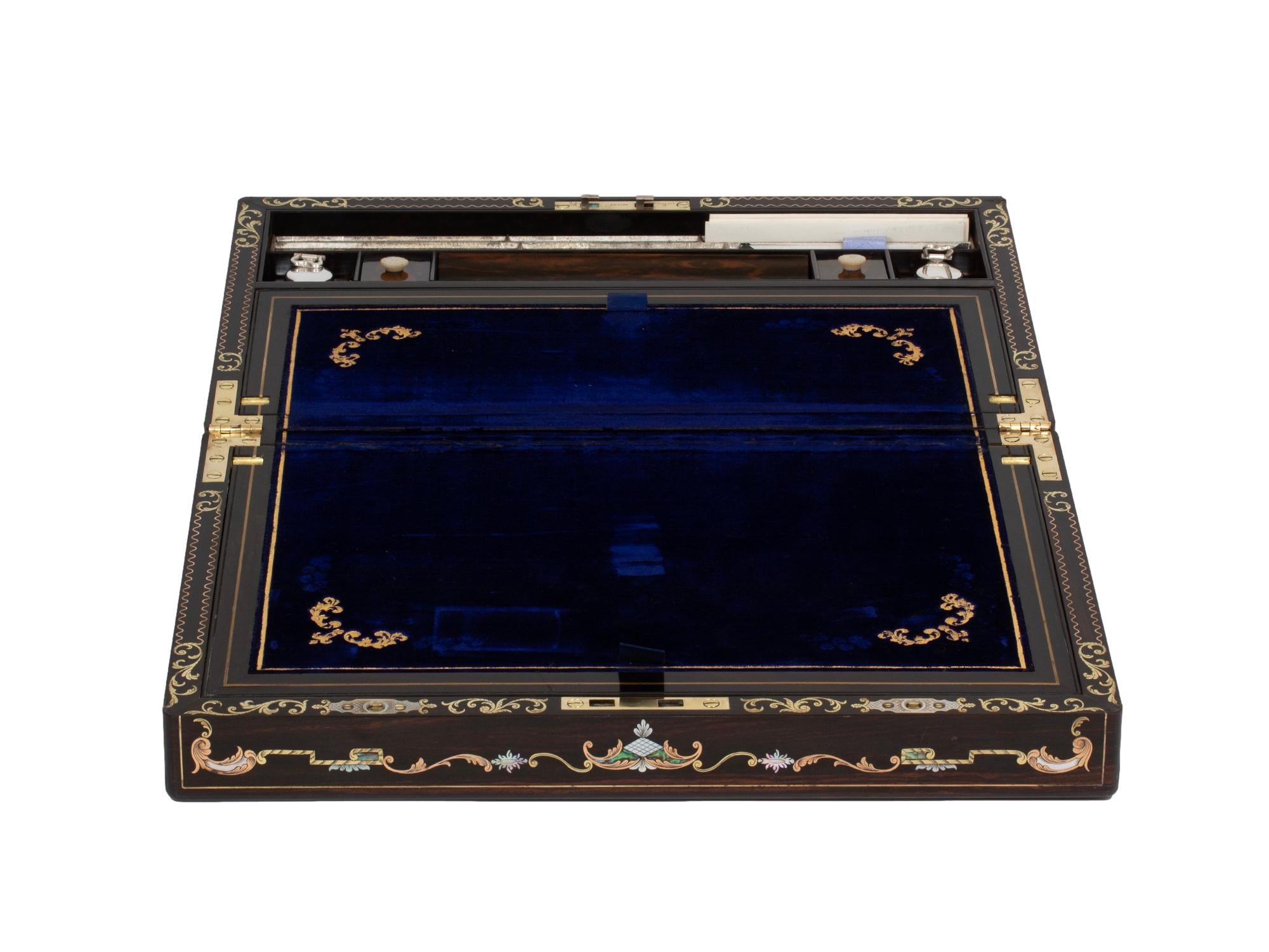 Viktorianische Coromandel Intarsien-Schreibbox von Hausburg mit Geheimfach im Angebot 3