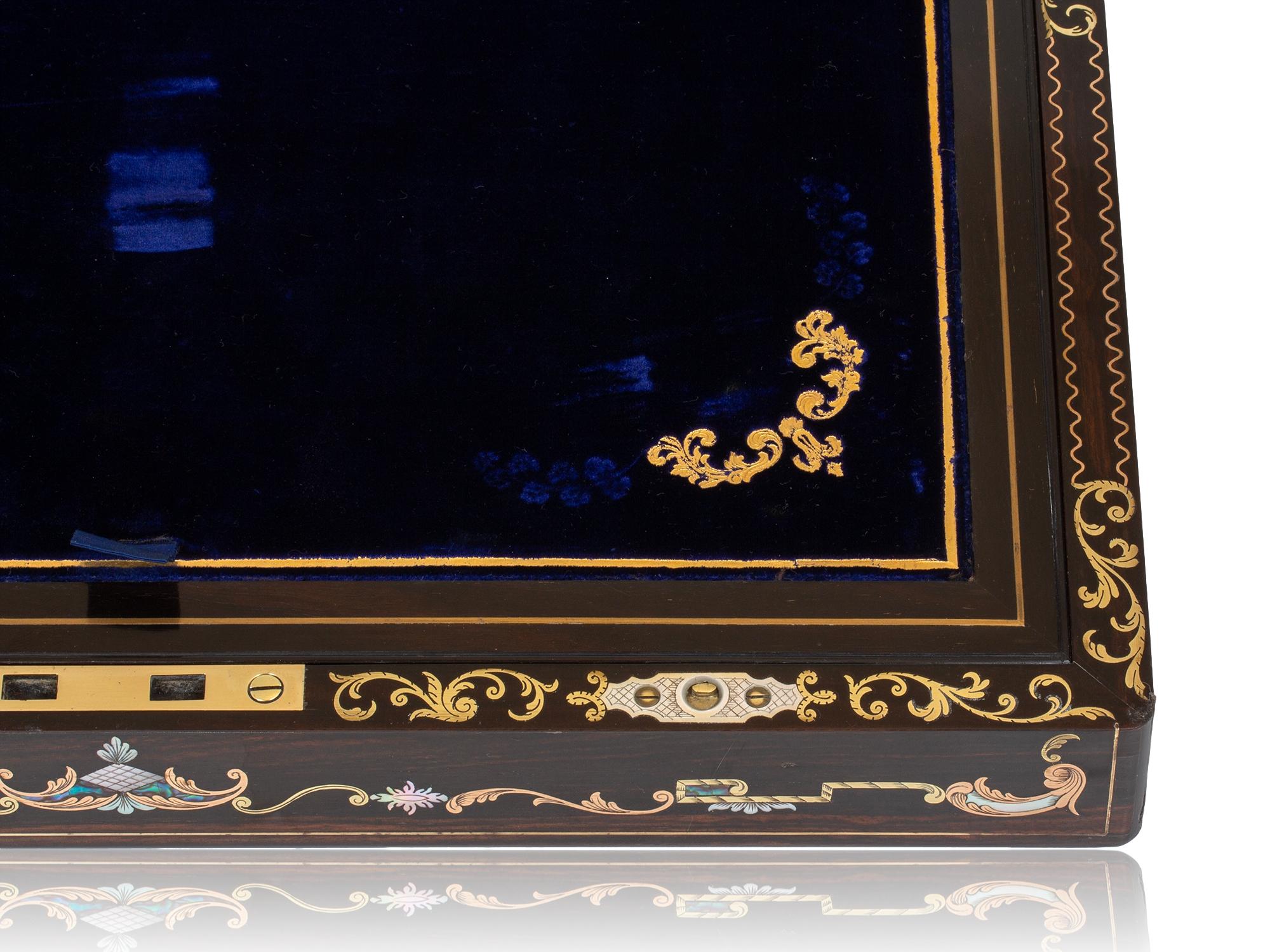 Viktorianische Coromandel Intarsien-Schreibbox von Hausburg mit Geheimfach im Angebot 4