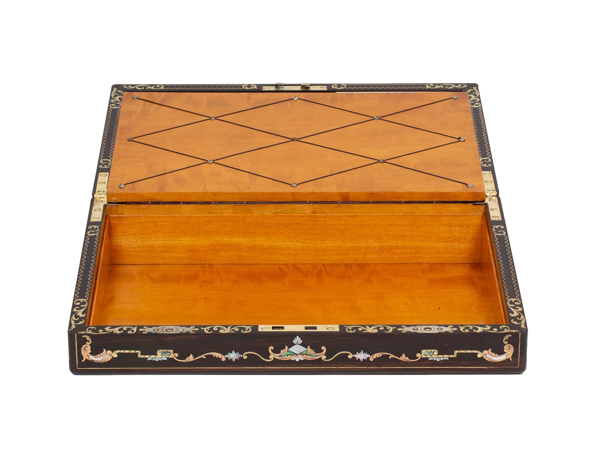 Viktorianische Coromandel Intarsien-Schreibbox von Hausburg mit Geheimfach im Angebot 5