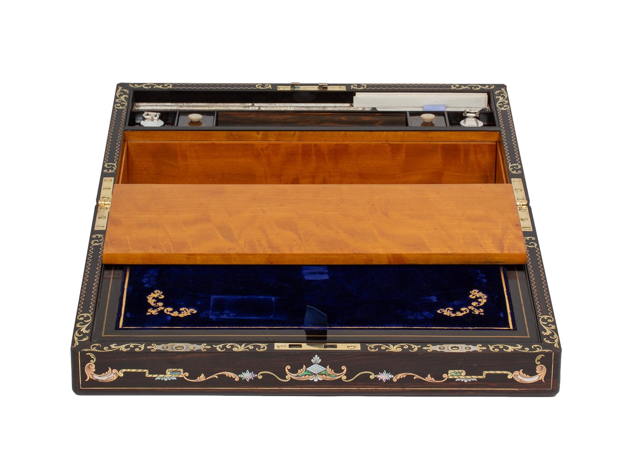 Viktorianische Coromandel Intarsien-Schreibbox von Hausburg mit Geheimfach im Angebot 6