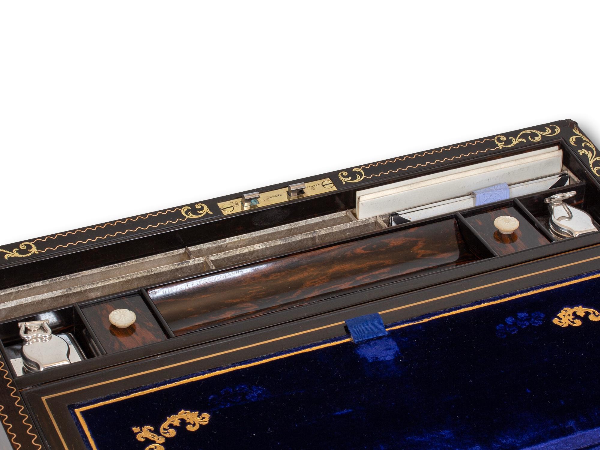 Viktorianische Coromandel Intarsien-Schreibbox von Hausburg mit Geheimfach im Angebot 7