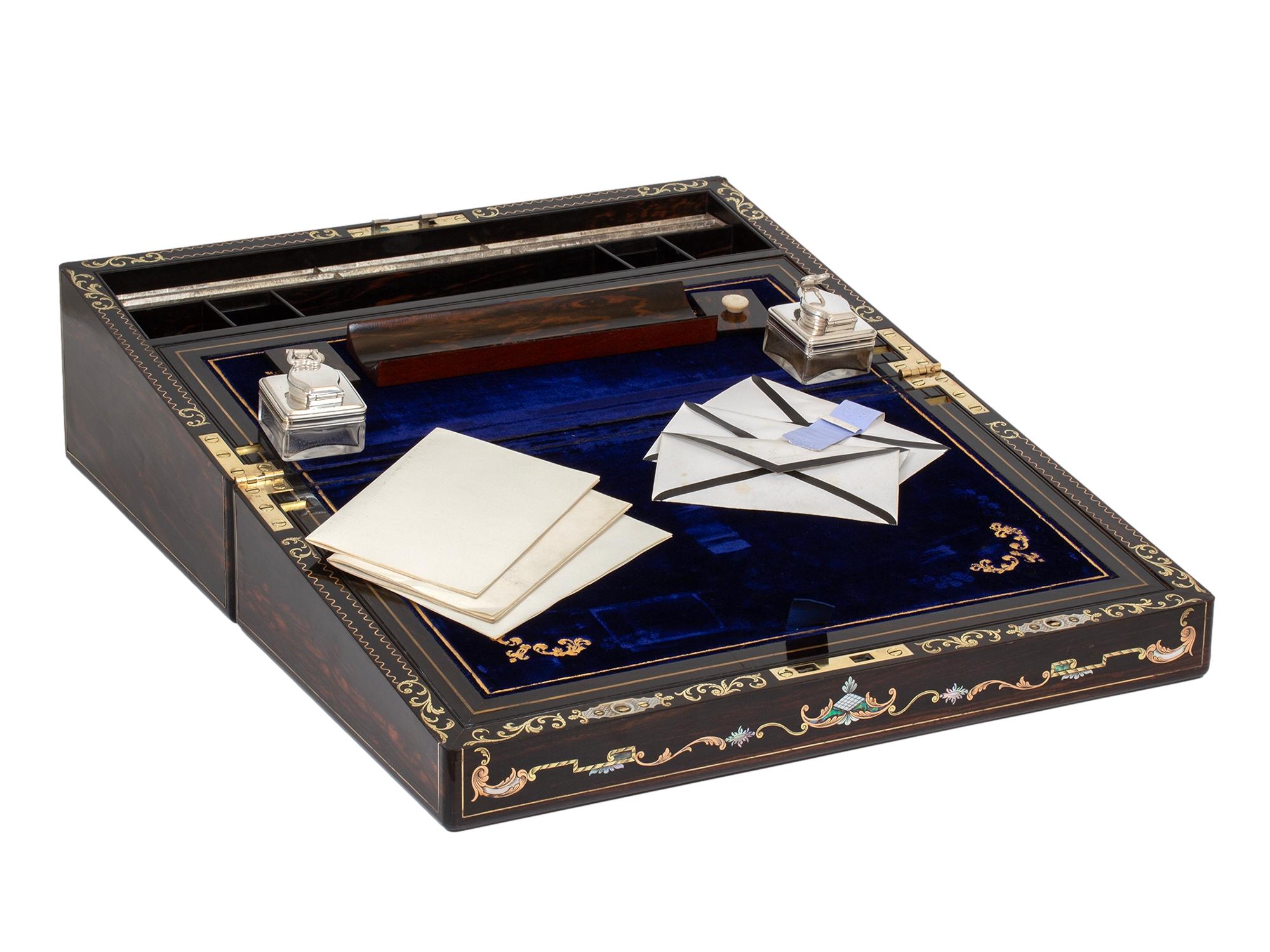 Viktorianische Coromandel Intarsien-Schreibbox von Hausburg mit Geheimfach im Angebot 8