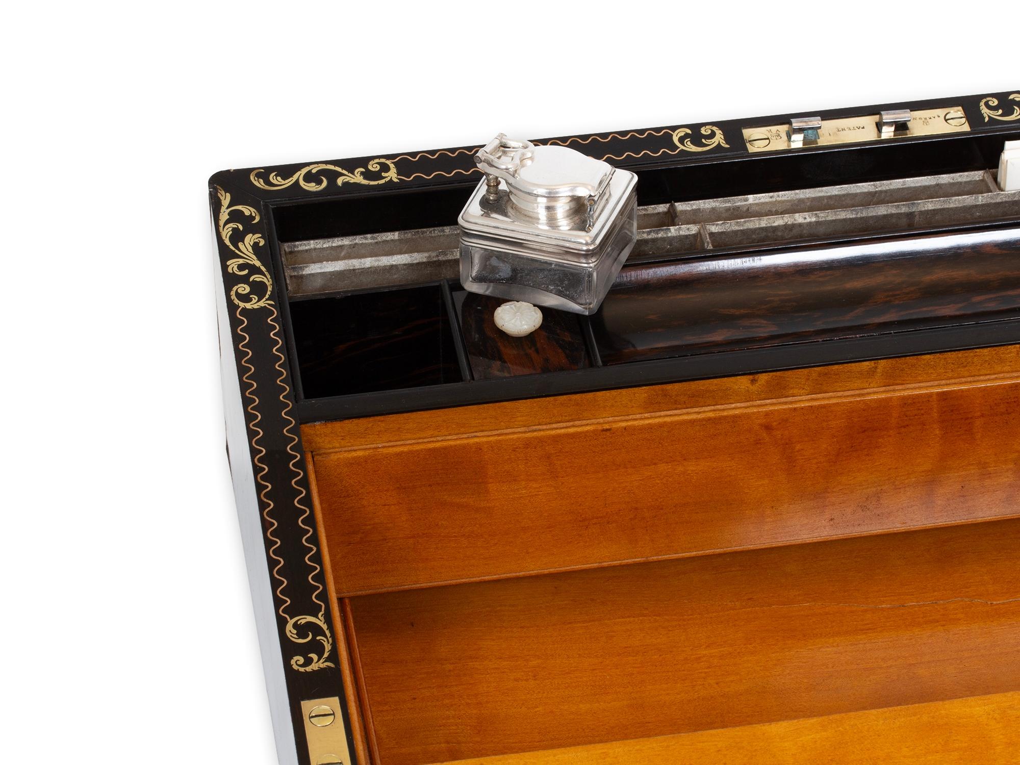 Viktorianische Coromandel Intarsien-Schreibbox von Hausburg mit Geheimfach im Angebot 9