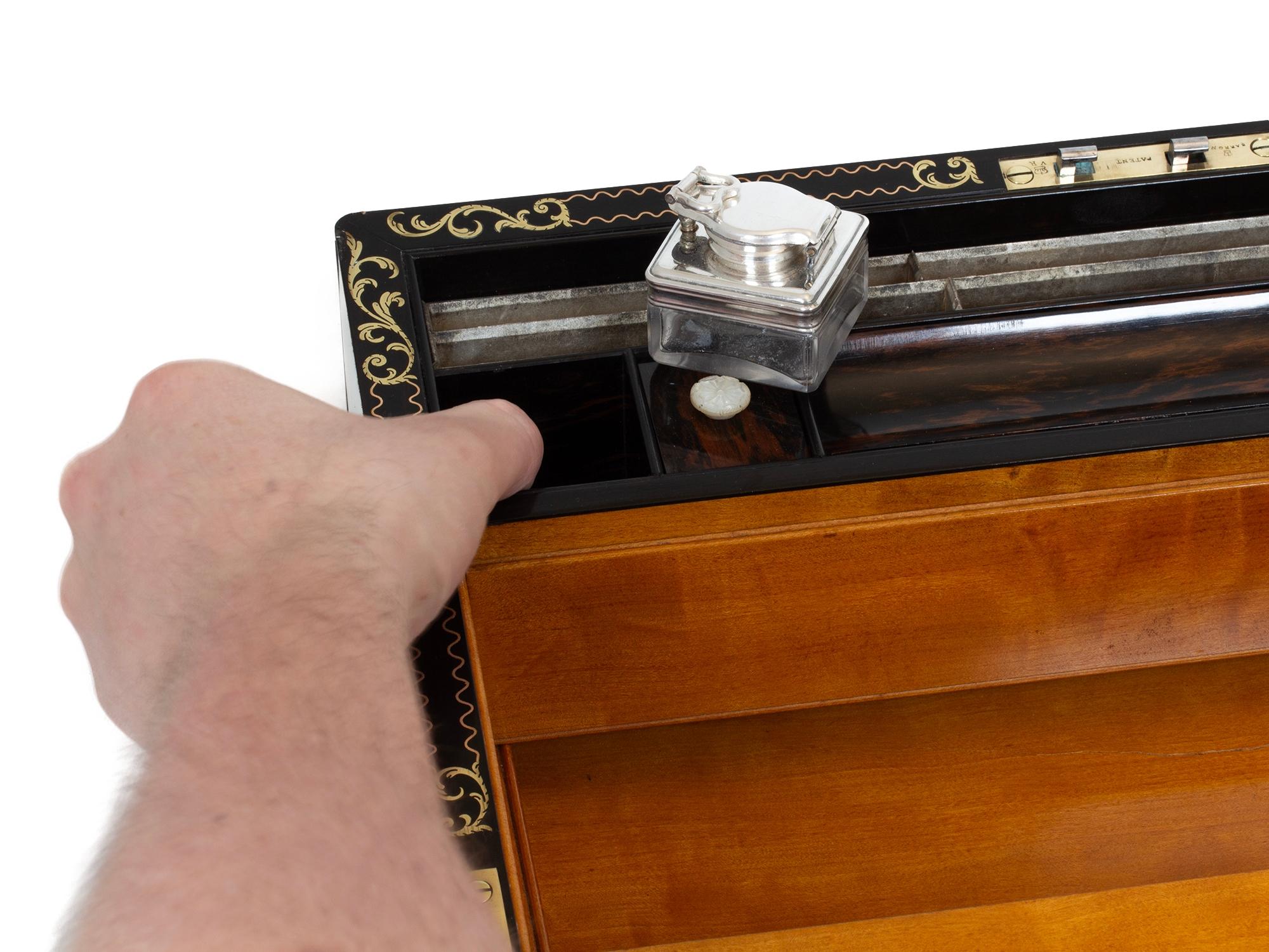 Viktorianische Coromandel Intarsien-Schreibbox von Hausburg mit Geheimfach im Angebot 10