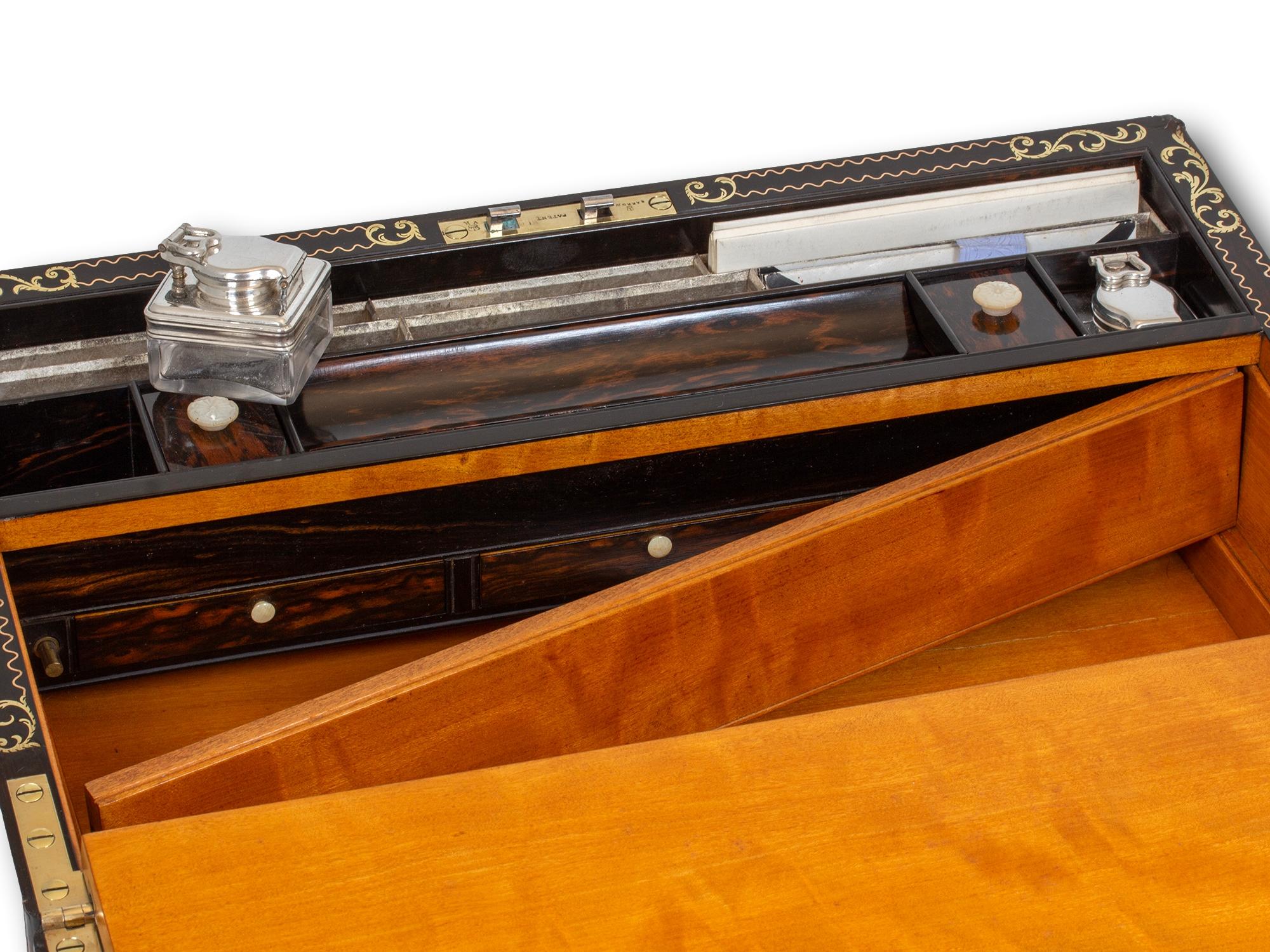 Viktorianische Coromandel Intarsien-Schreibbox von Hausburg mit Geheimfach im Angebot 11