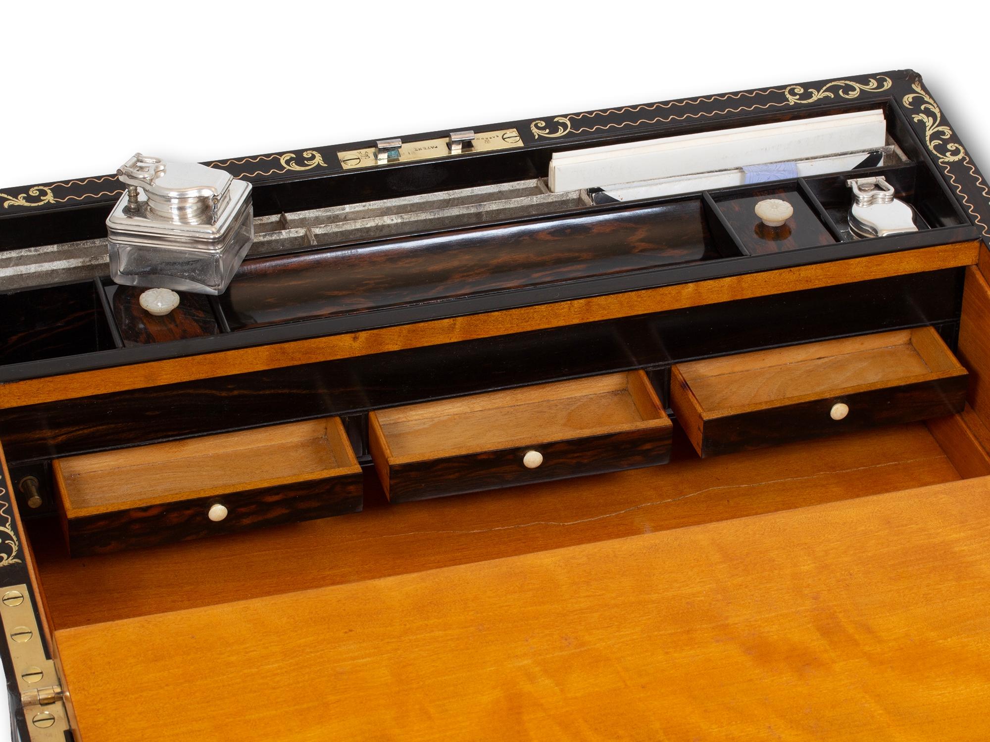 Viktorianische Coromandel Intarsien-Schreibbox von Hausburg mit Geheimfach im Angebot 12