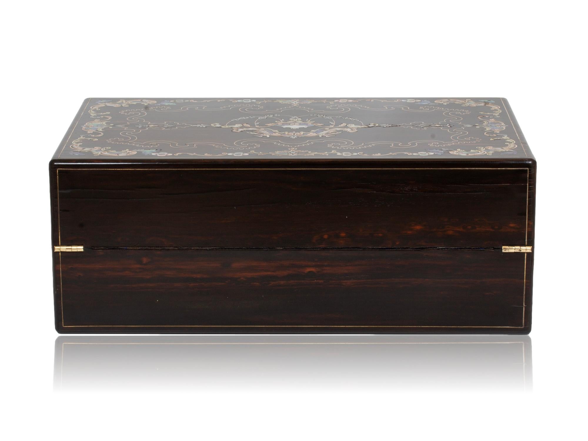 Viktorianische Coromandel Intarsien-Schreibbox von Hausburg mit Geheimfach (Britisch) im Angebot