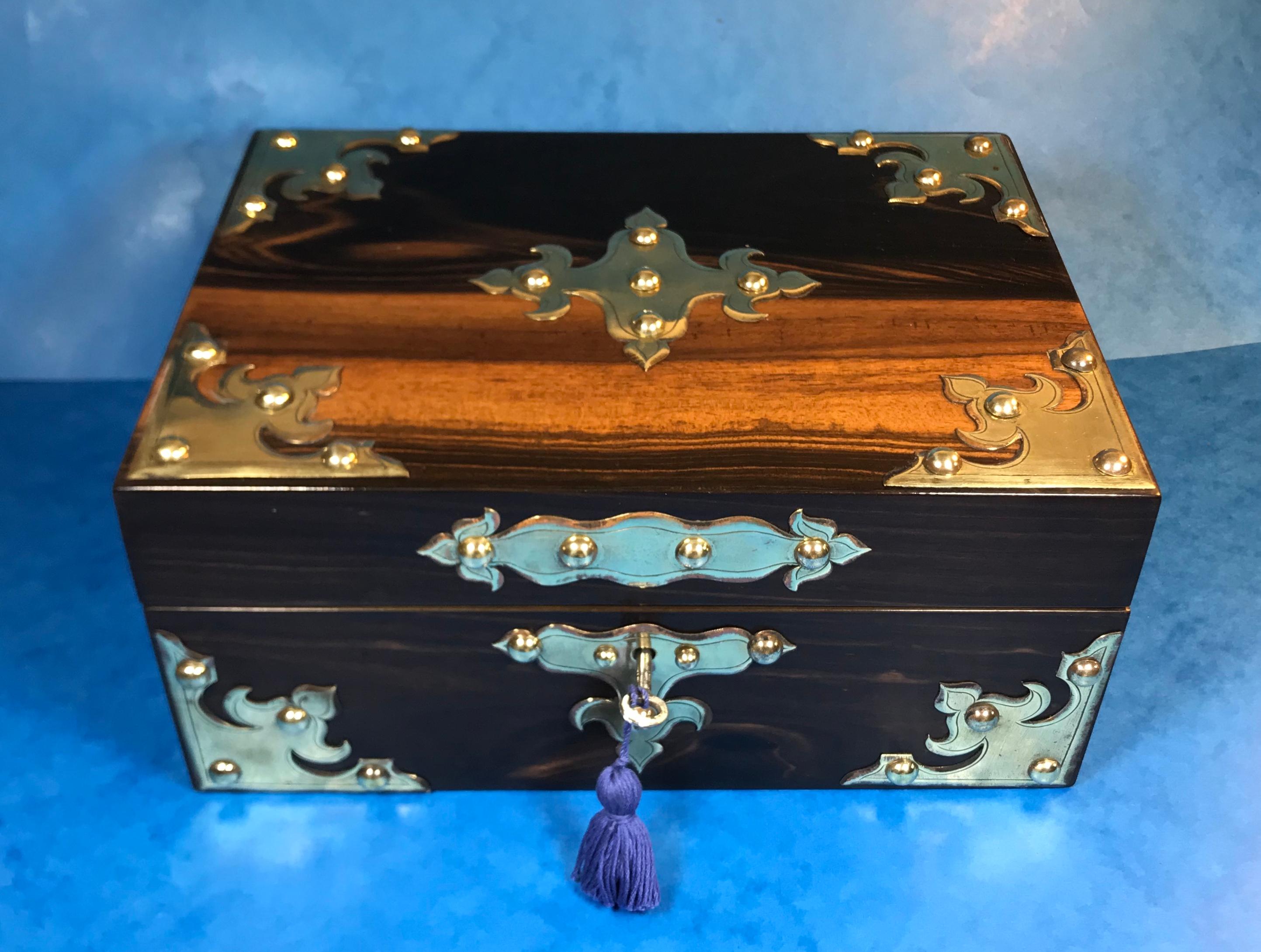 English Victorian Coromandel Jewellery Box For Sale