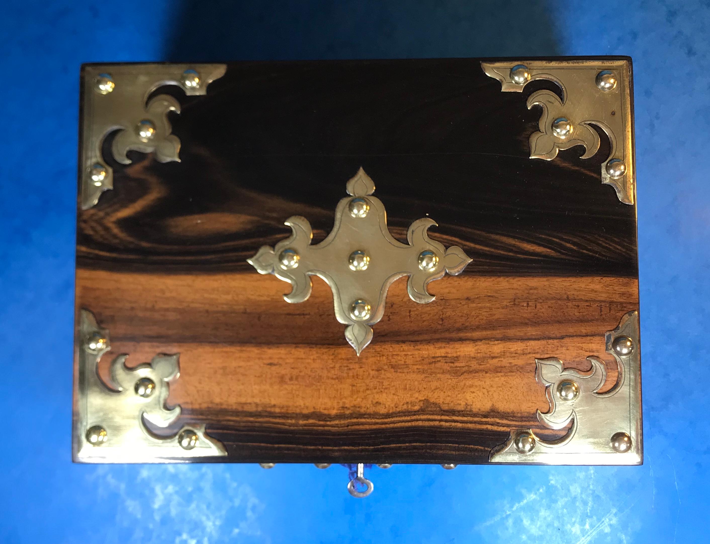 Wood Victorian Coromandel Jewellery Box For Sale