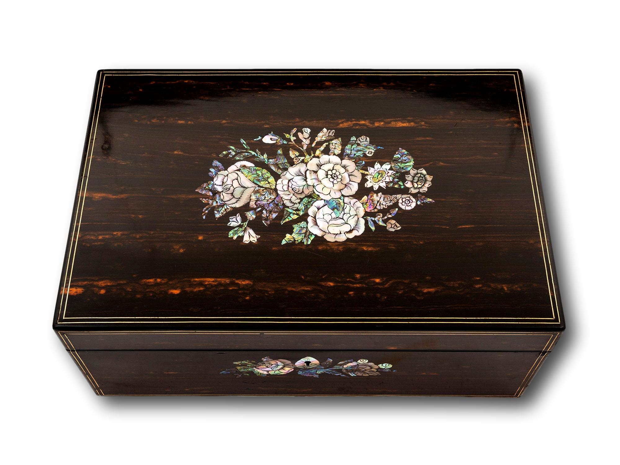 British Victorian Coromandel Writing Box with Secret Compartment