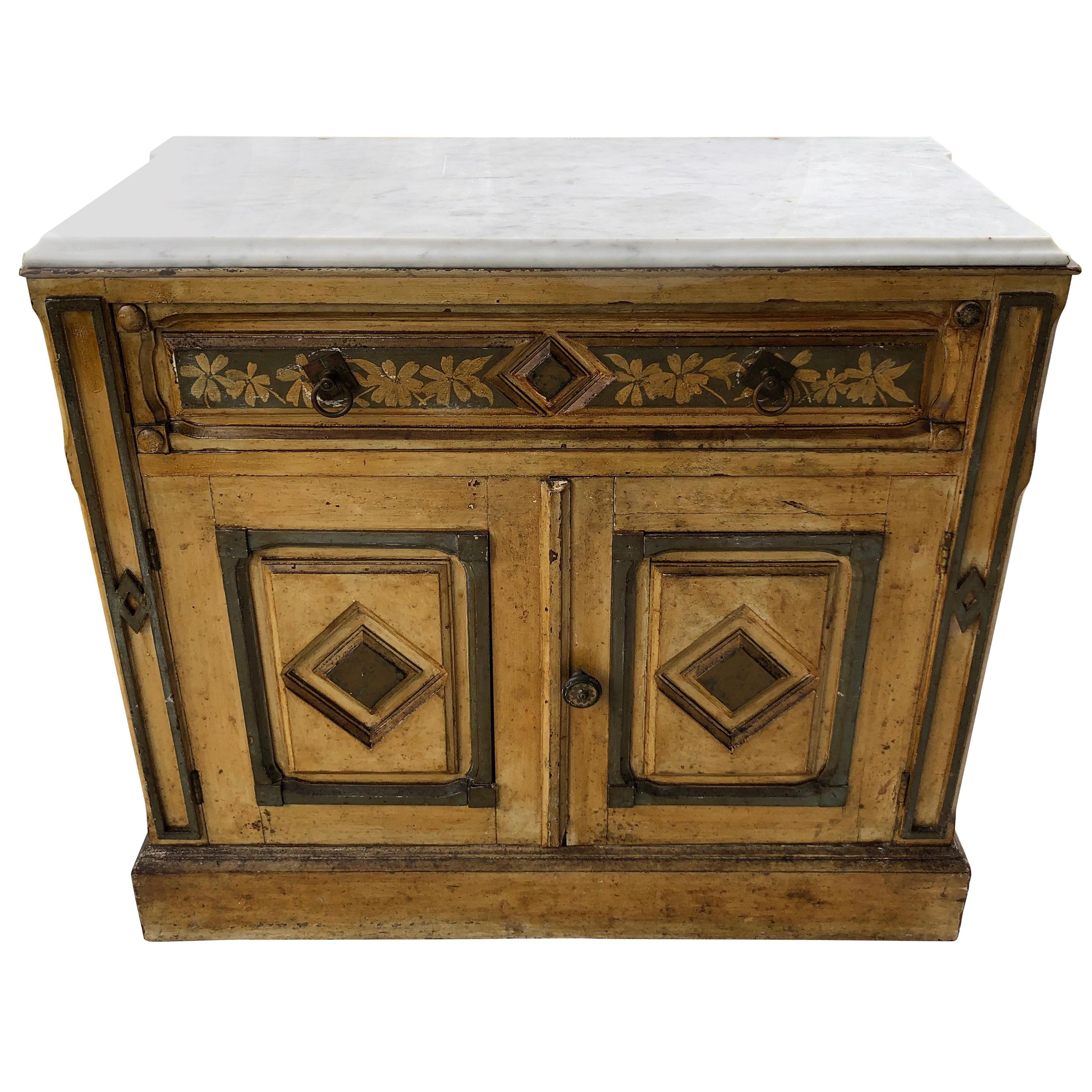 Victorian Cottage Style Hand-Painted Marble Top Dresser
