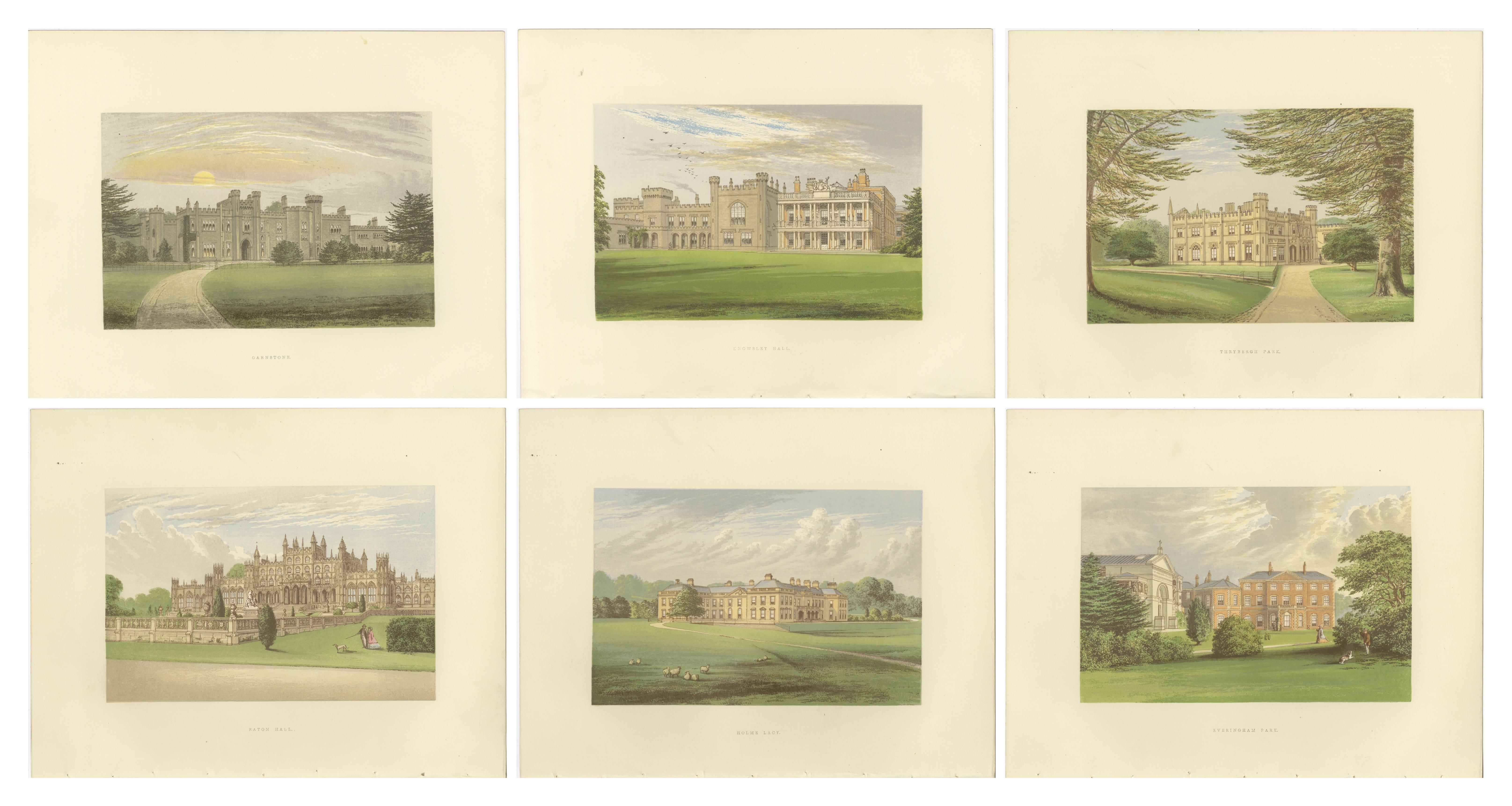 Victorian Country House Lithographs– Garnstone, Knowsley, Eaton, Holme Lacy 1850