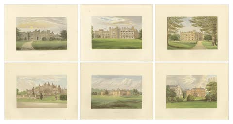 Victorian Country House Lithographs– Garnstone, Knowsley, Eaton, Holme Lacy 1850