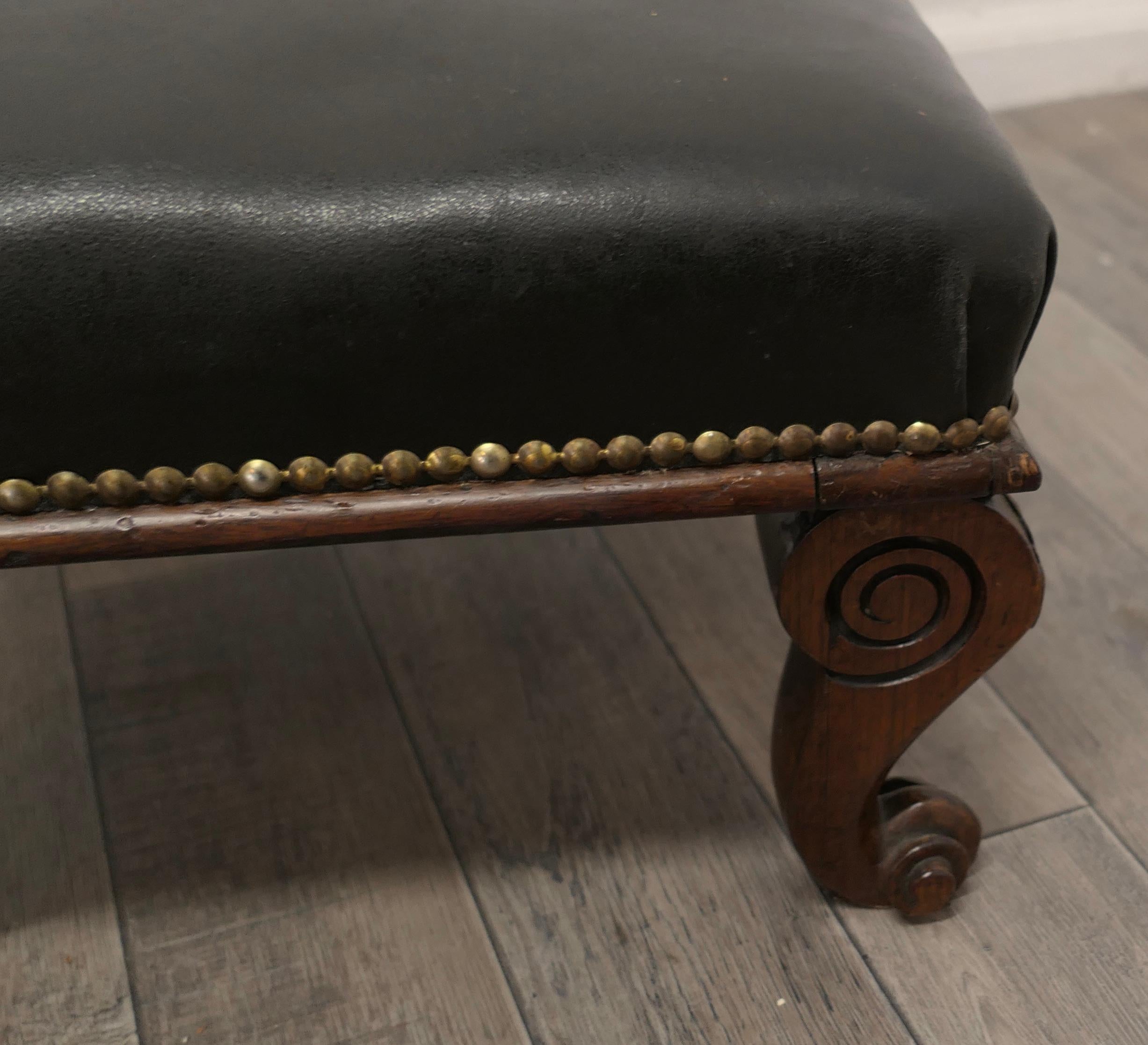 Victorian Country House Foot Stool Upholstered in Leather For Sale 1