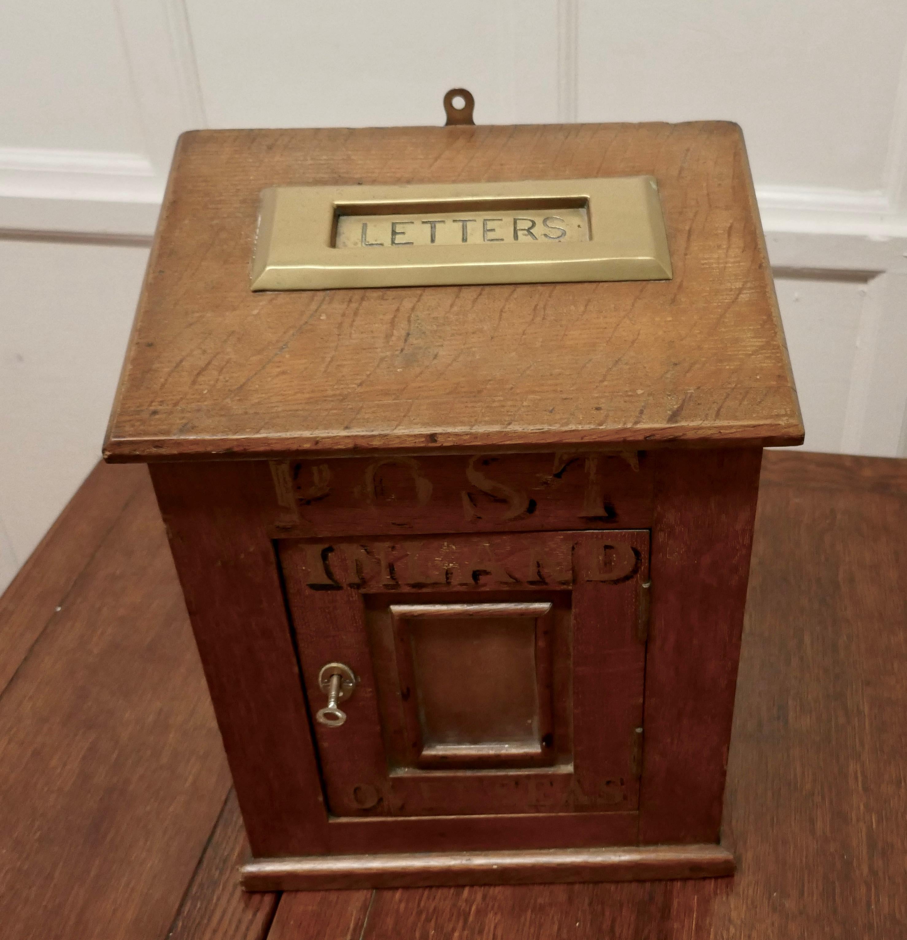 Arts and Crafts Victorian Country House Letter Box.  The Post Box is made in Golden Oak 
